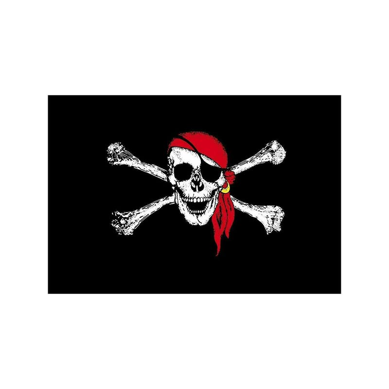 AIMALL 90X150Cm Large Pirate Flag Jolly Roger Skull & Crossbone Flags Party Accessory 3 X 5 Ft - for Themed Events, Costumes image number 2