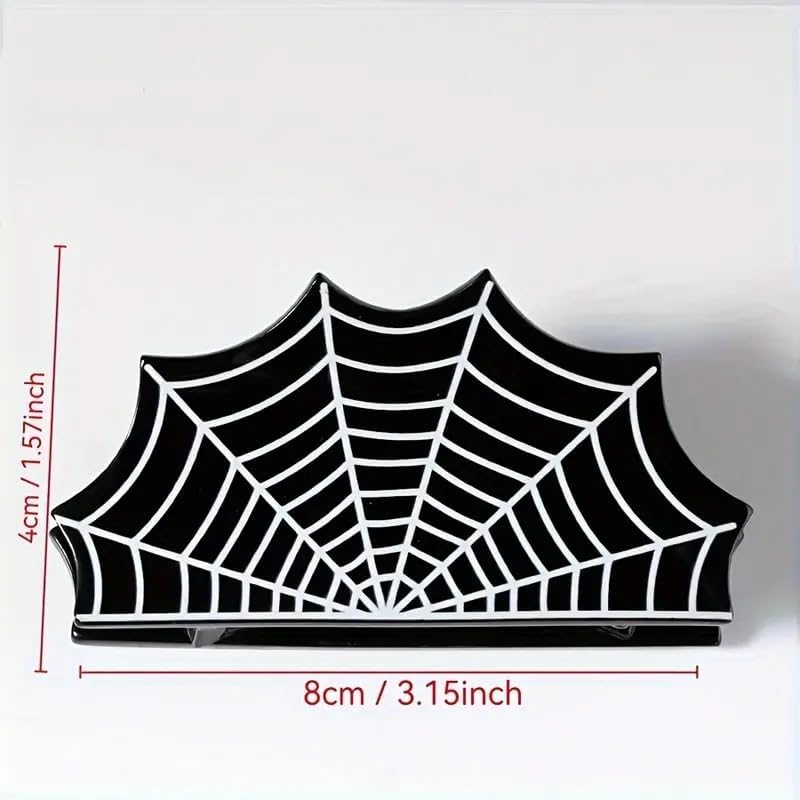 Halloween Hair Claw Clips Hair Claw for Women 1Pcs Black Web Hair Claw Clips for Thick Hair Black Hair Clips Hair Clips Resin Hair Clips Black Cute Web Halloween Clips Cute Hair Clips Accessories image number 3