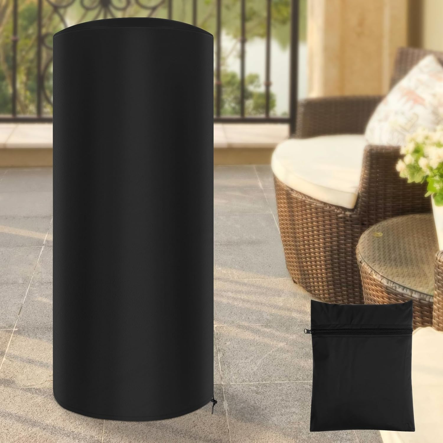 Fxvhojq Oxford Cloth Patio Heater Cover Outdoor Electric Heater Storage Cover Heavy Duty Waterproof Outdoor Garden Heater Cover Windproof round Furniture Protector with Adjustable Drawstring image number 4