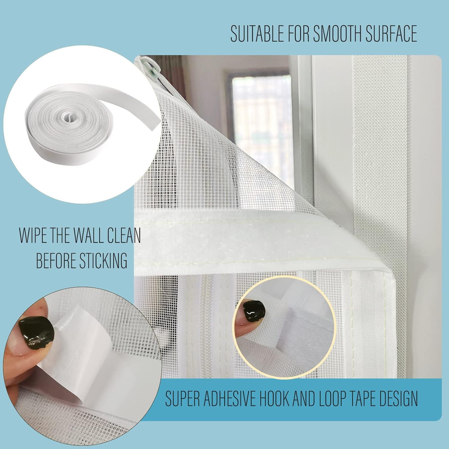 Cat Resistant Mesh Screen Door, 38" X 83" with Zipper Stop for Pets, Thickened Pet Screen for Home Bedroom, Living Room image number 1