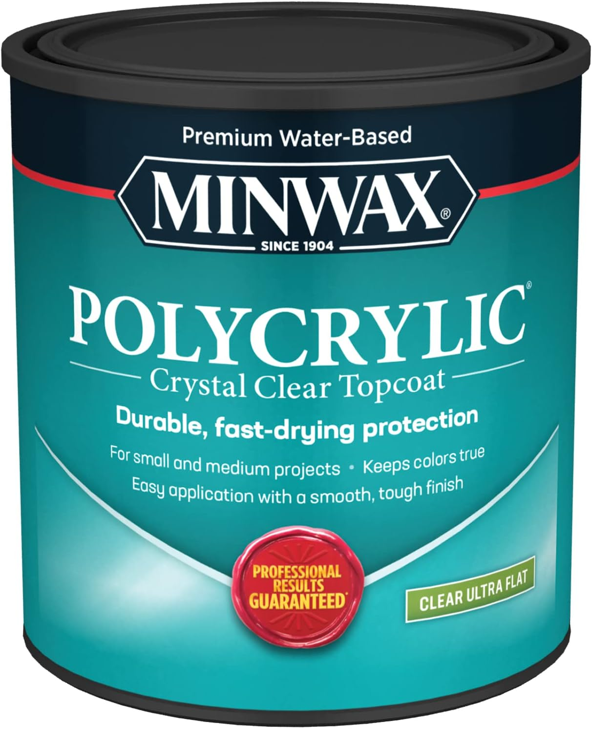 Minwax 211114444 Polycrylic Protective Wood Finish, Clear Ultra Flat, &frac12; Pint