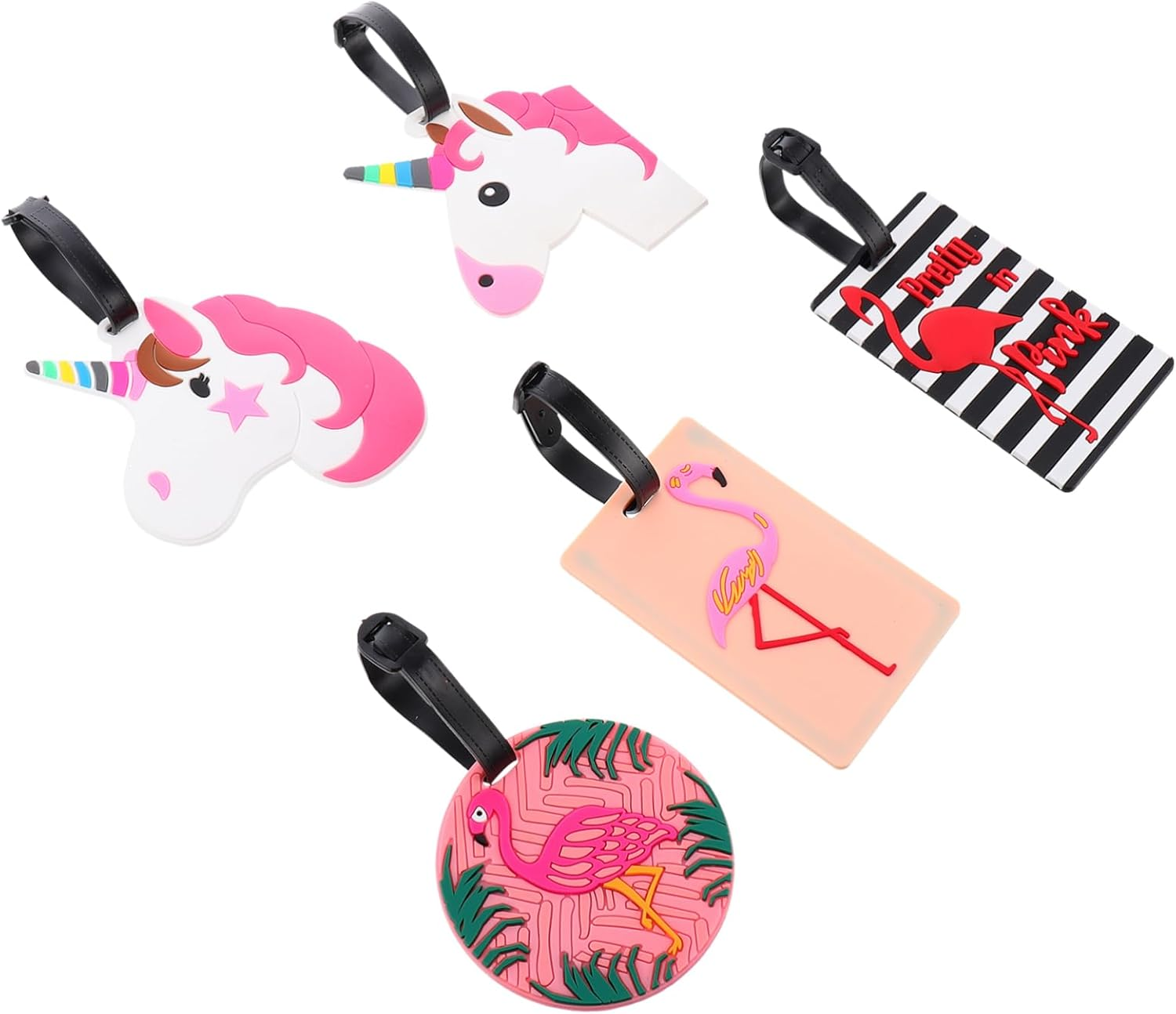 SHERCHPRY 5Pcs Creative Luggage Tags Set Soft Tags Strap Baggage Identify Labels for Travel Unique Design for Easy Luggage Identification image number 2