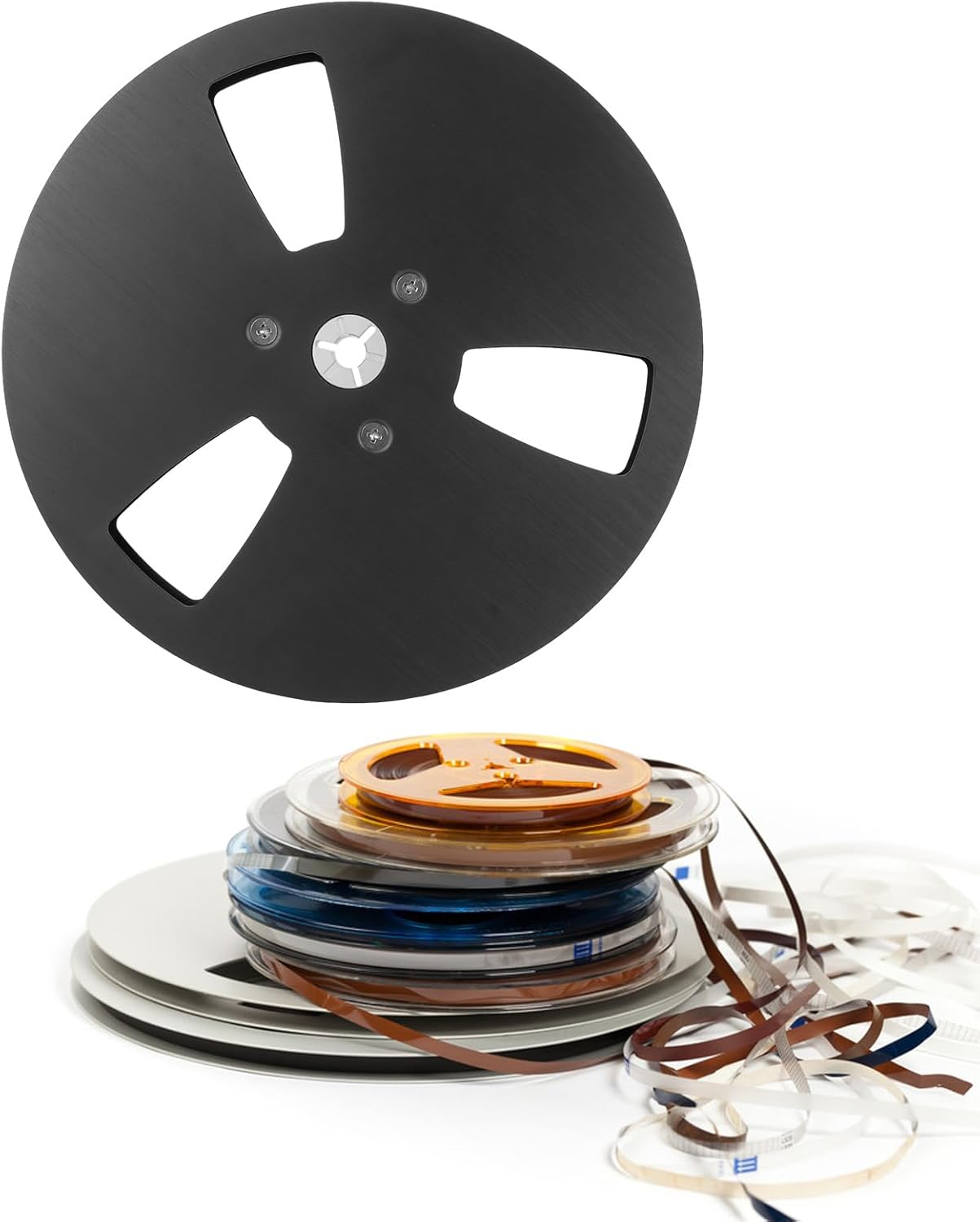 Take up Reel, 7 X 1/4 Empty Take up Reel to Reel Small Hub with 3 Holes, Aluminum Alloy Universal Open Reel Audio Takeup Reel for Recording Nab (Black) image number 4