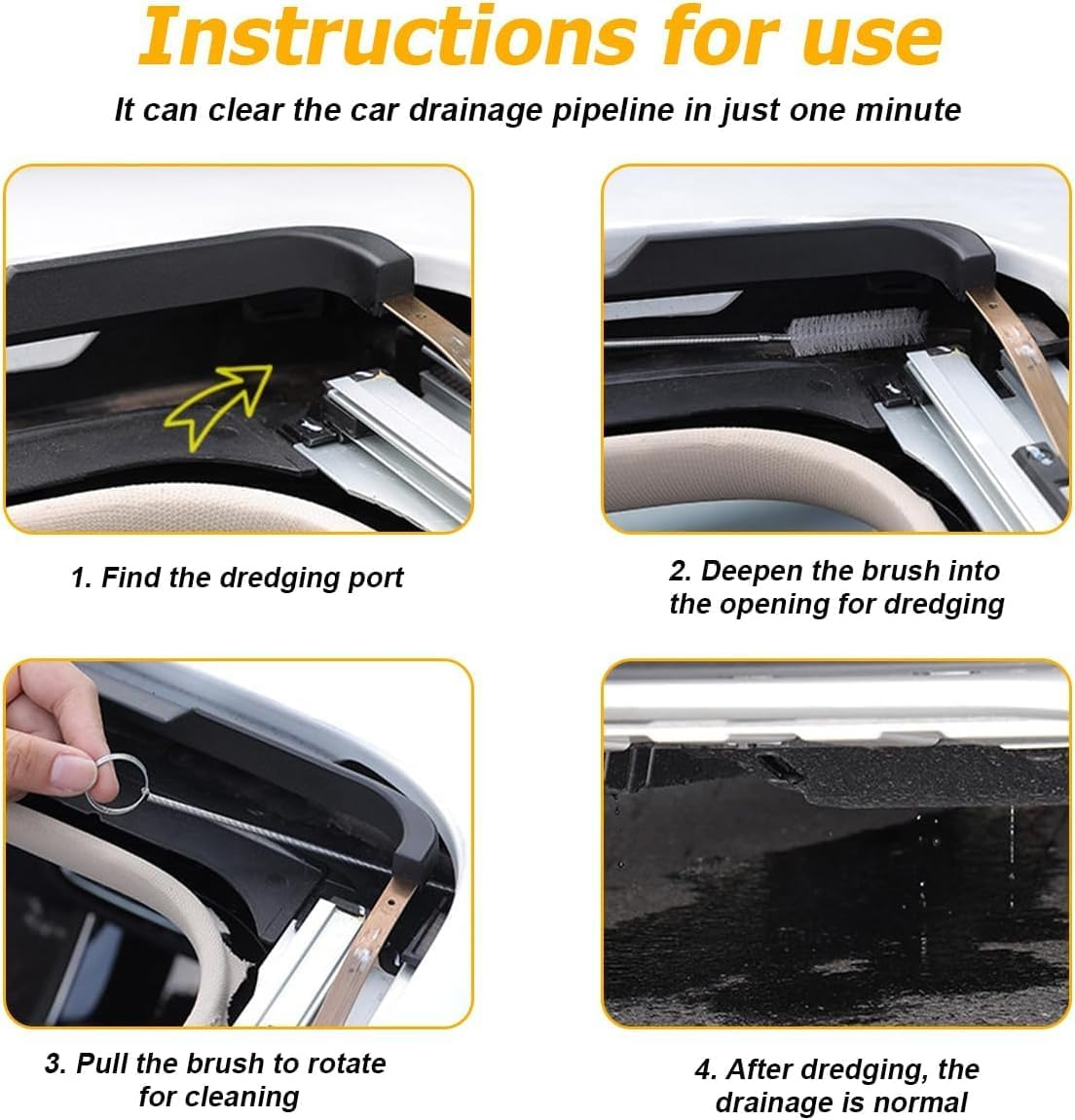 Sunroof Drain Cleaning Tool, Drain Brush Pipe Cleaning, Sunroof Unclogging Tool & Hole Cleaner, Compatible with Most Car Models, Ruibex image number 5