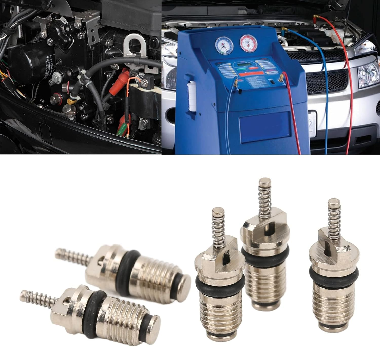 50Pcs Car Air Conditioning Valve Core,R134 Automotive AC Valve Refrigeration Valve Cores Replacement Aluminium Alloy Copper for Most Automotive RV Air Conditioning Tire Remover image number 2