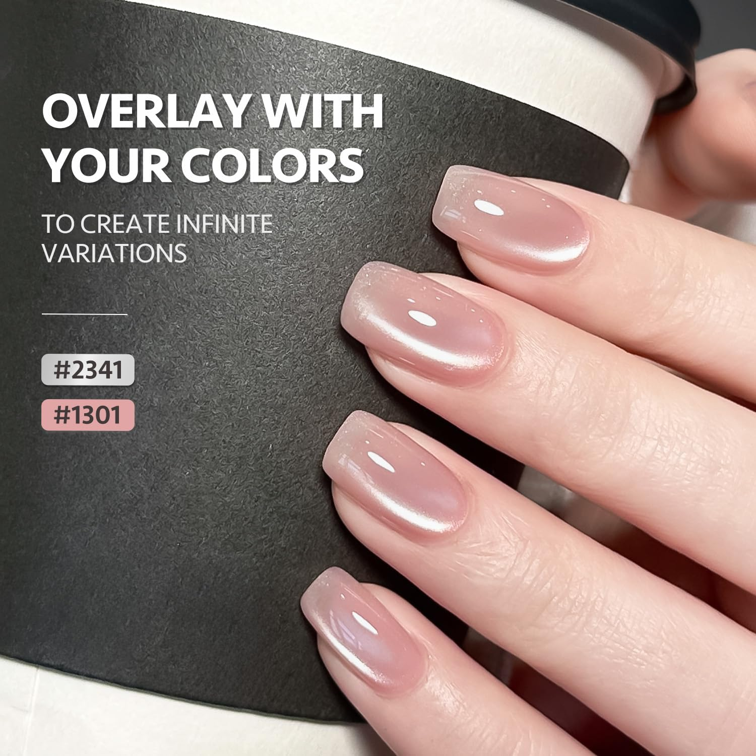 GAOY Glassy Cat Eye Gel Nail Polish, 16Ml Glitter Holographic Gel Polish with Magnet, Reflective Translucent UV Gel, 2341 Silvery Moonlight