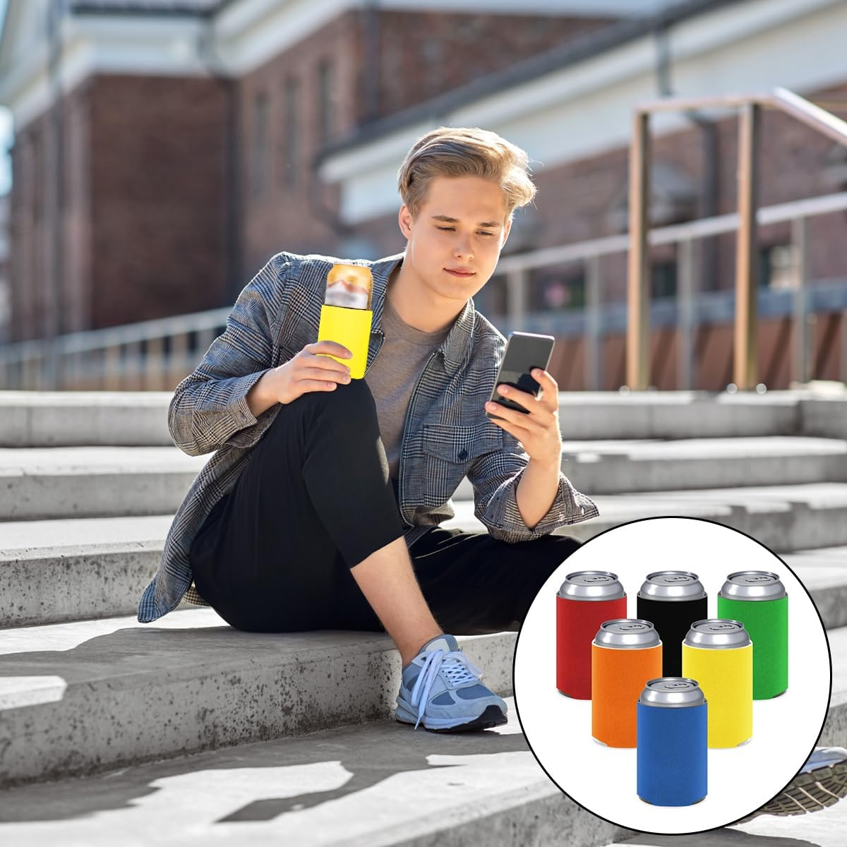 NILLOS Insulator Can Cooler Sleeve, 6 Pcs Neoprene Beer Coolers for Wedding, Bachelorette Party, Custom DIY Projects (6 Colors) image number 1