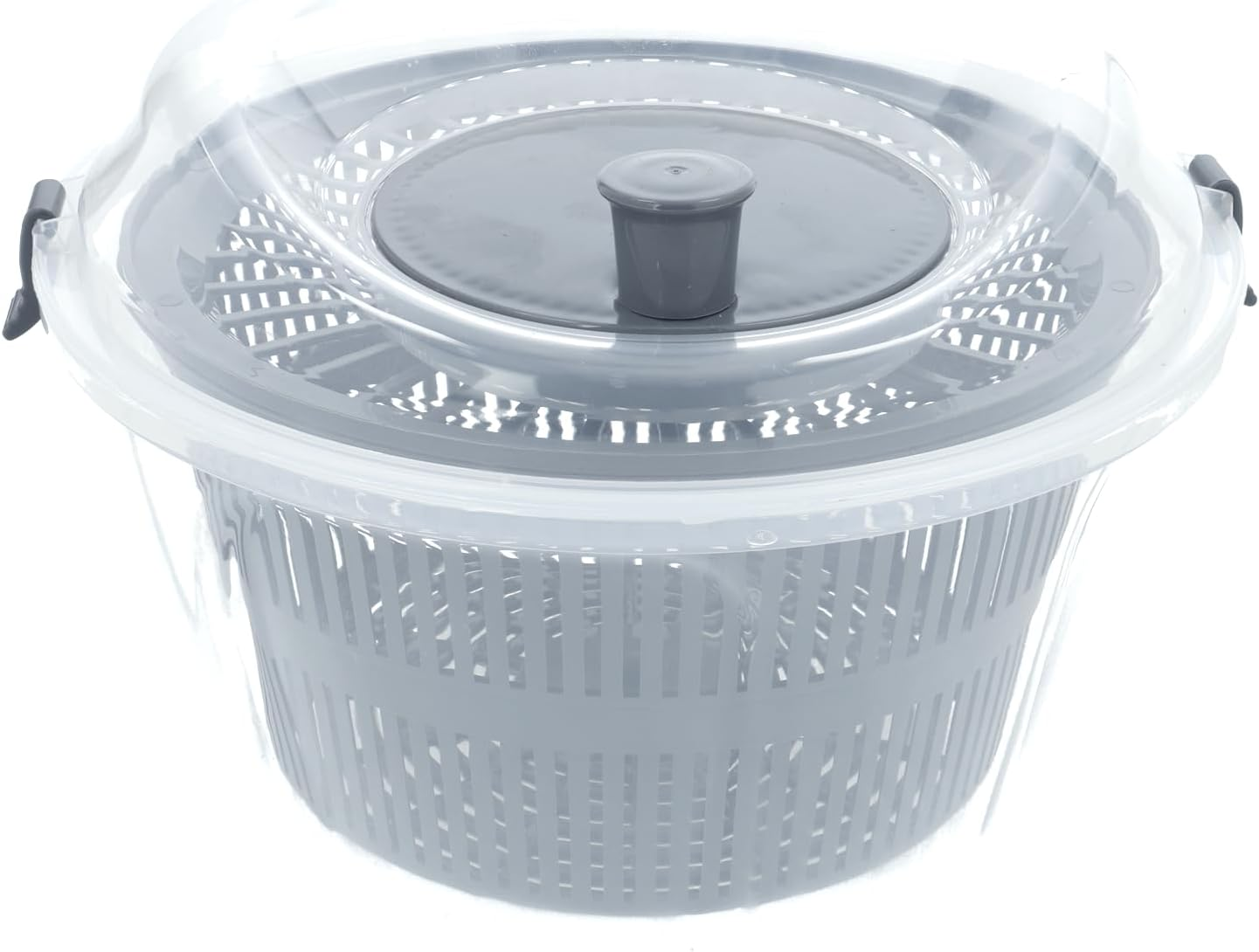 Chef Aid Clear Plastic Salad Spinner Measuring 24.5Cm X 16Cm, 4.4 Litre Capacity with Easy Spin Mechanism