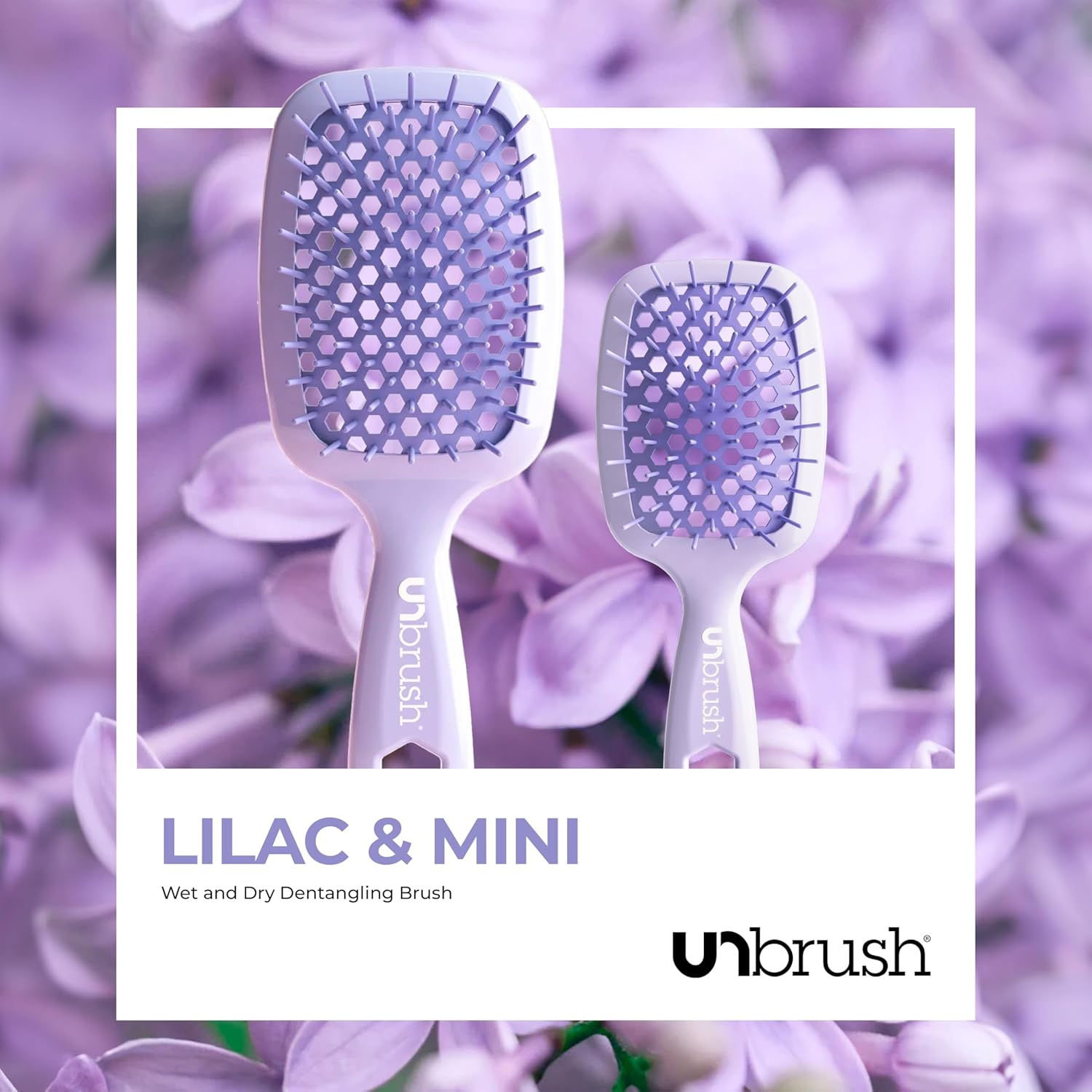 FHI HEAT Unbrush and Unbrush MINI Wet & Dry Vented Detangling Hair Brush, Lilac Light Purple - Rose Quartz Pink image number 3