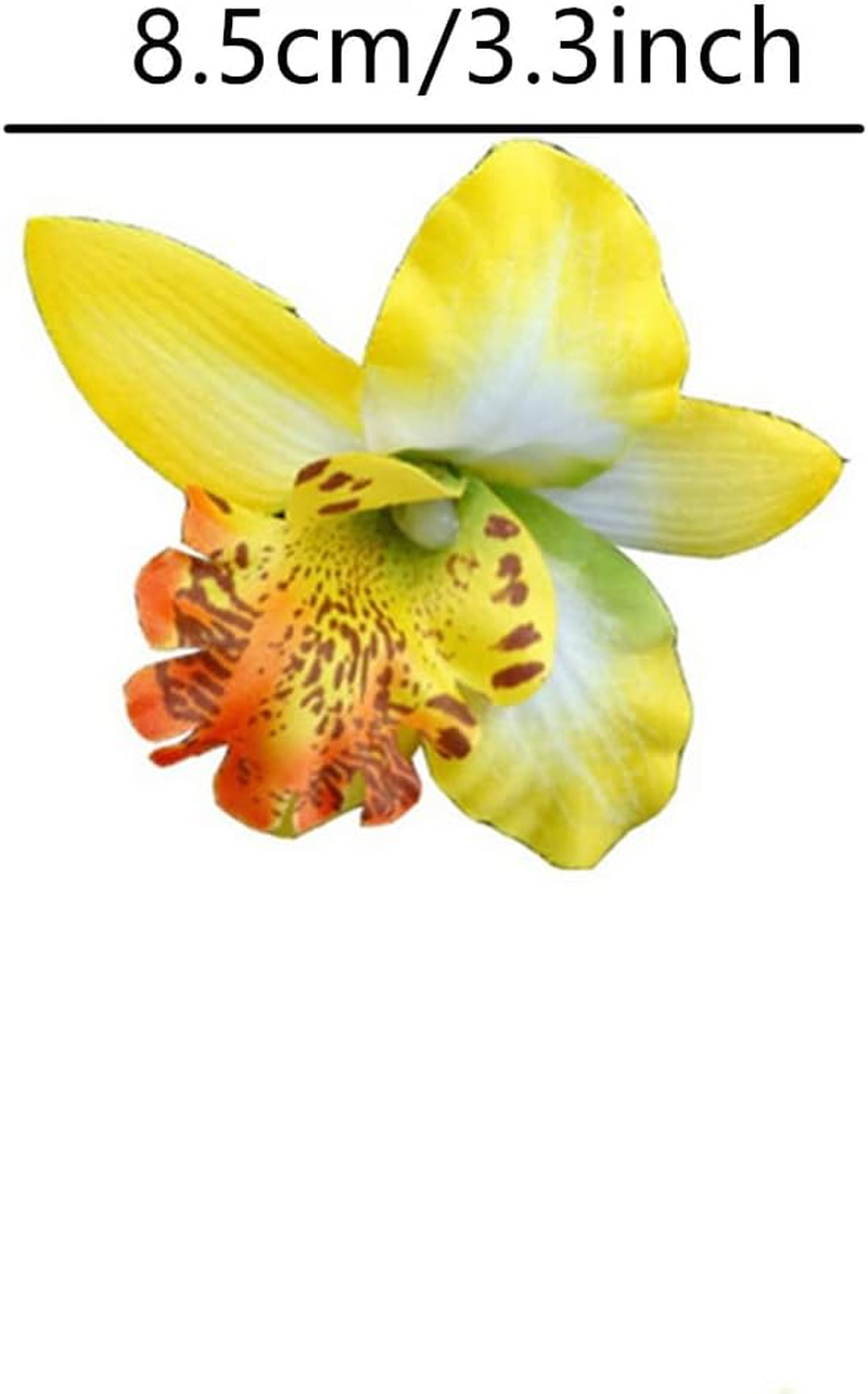 Flowers Hair Clips, 10PCS Orchid Flower Alligator Clips, Bohemian Flower Hairpin, Artificial Tropical Flower Hair Clip for Women and Girls image number 4