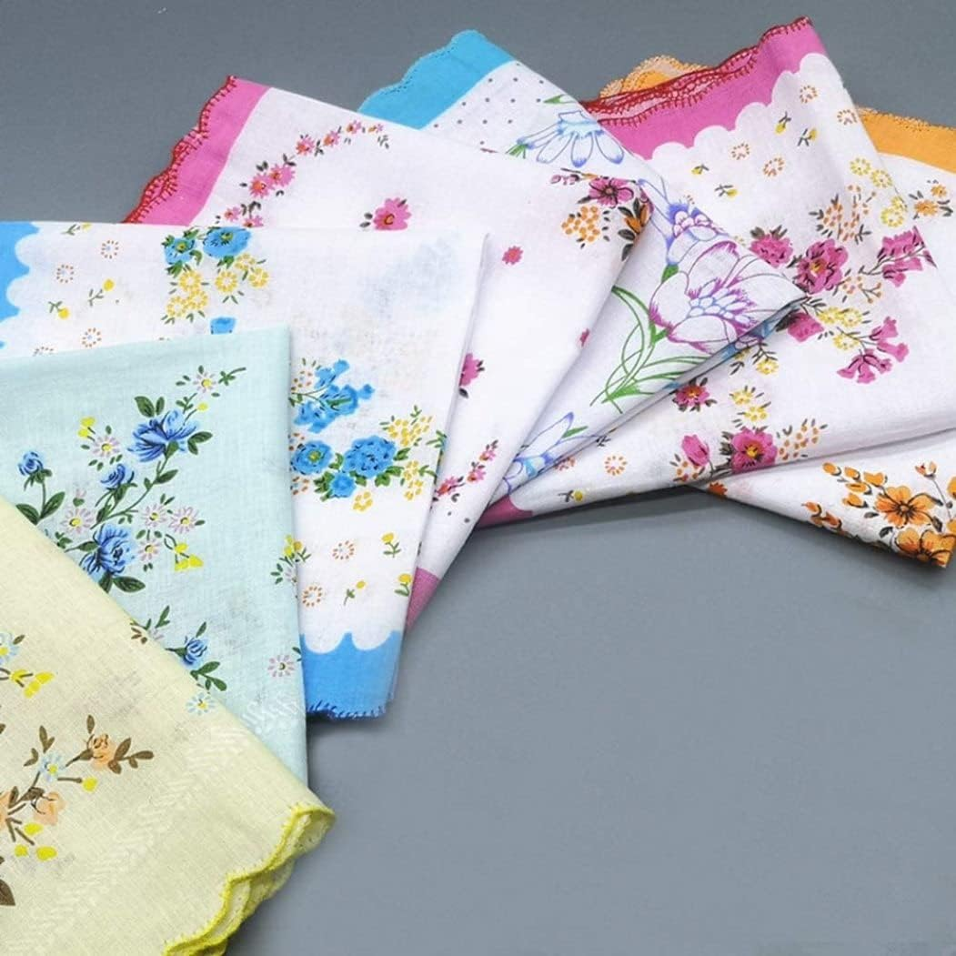 Ladies Handkerchiefs, Handkerchiefs Women Cotton Handkerchief Ladies 10Pcs Womens Vintage Floral Print Cotton Handkerchief Hanky Bulk Set image number 5
