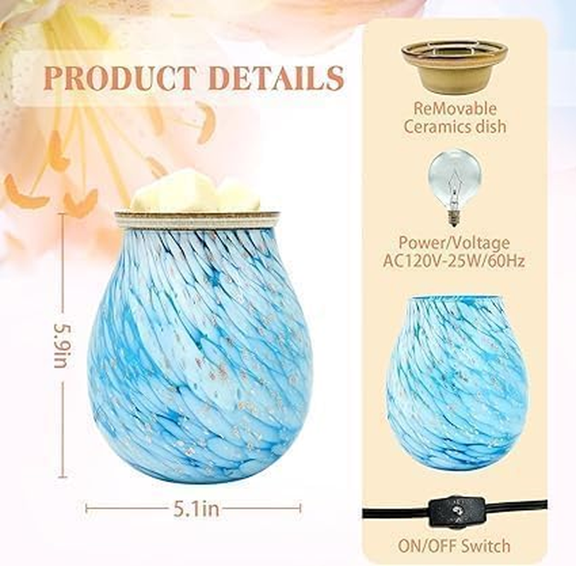 Glass Electric Essential Oil Warmer Electric Incense Wax Tart Burner with 7 Colors LED Changing Light Wax Melter Warmer Fragrance Night Light Aroma Decorative for Home Office Bedroom Living Room Gifts image number 3