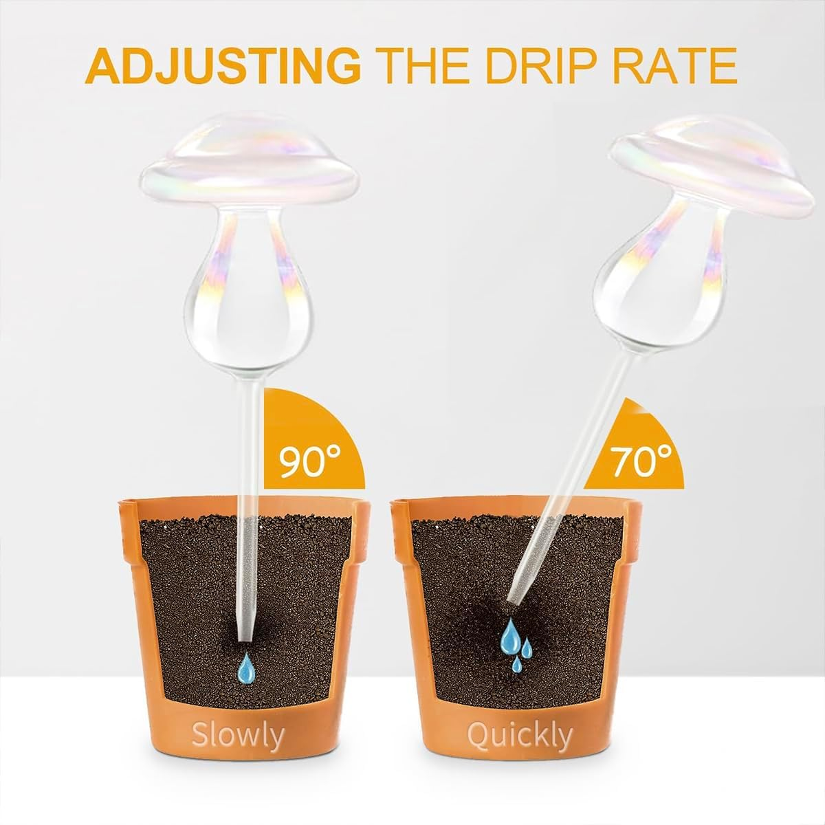 E-Feilai Hight-Class Texture Mushroom Plant Waterer for Gift, Automatic Irrigation Device for Vacations,Glass Watering Globe,Plant Self-Watering Spikes Stakes for Indoor Outdoor Plants (2, Colorful) - 4, Clear image number 2