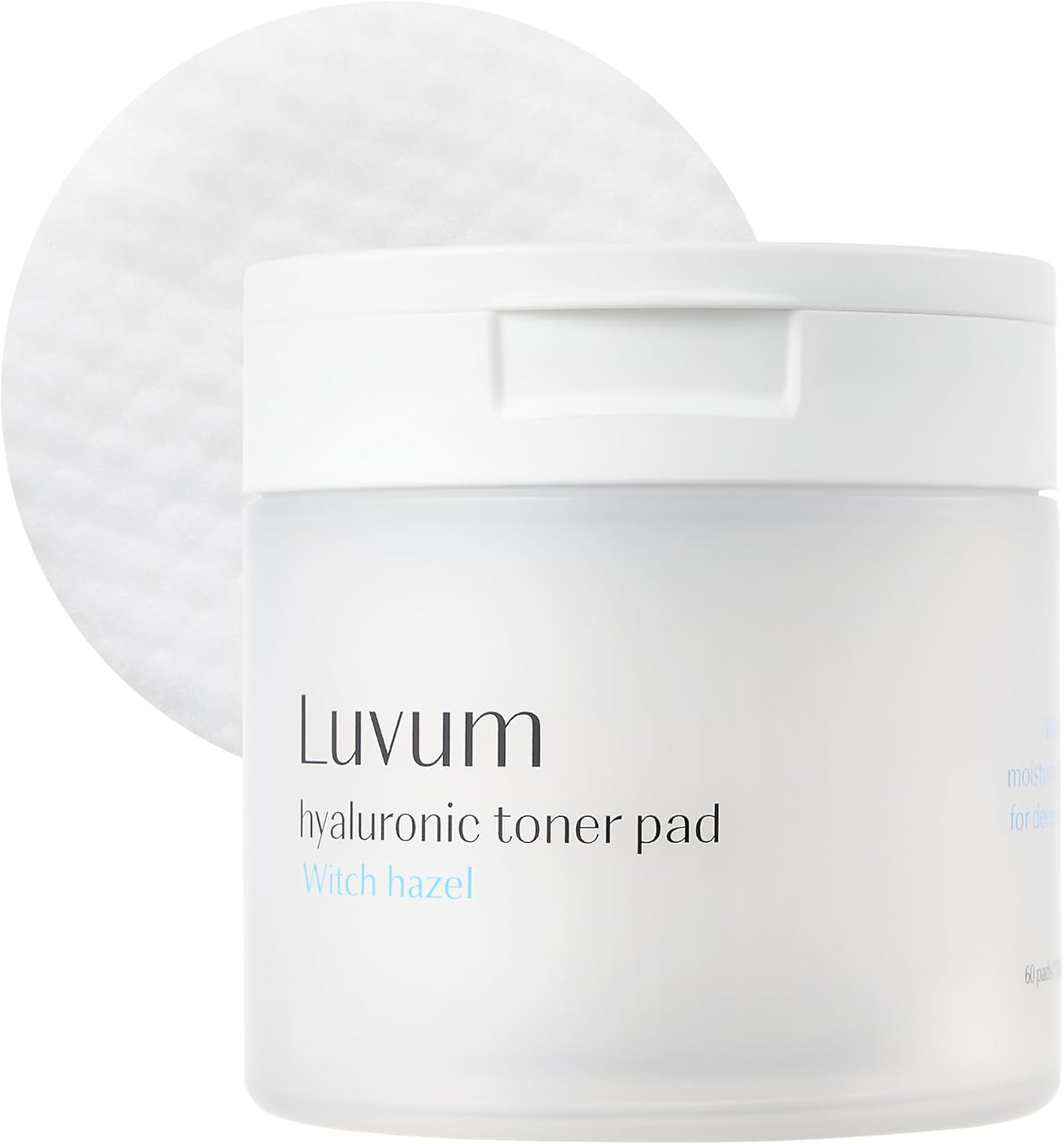 Luvum Witch Hazel Hyaluronic Toner Pad, Witch Hazel, Hyaluronic Acid, Ph 5.5, 60 Pads