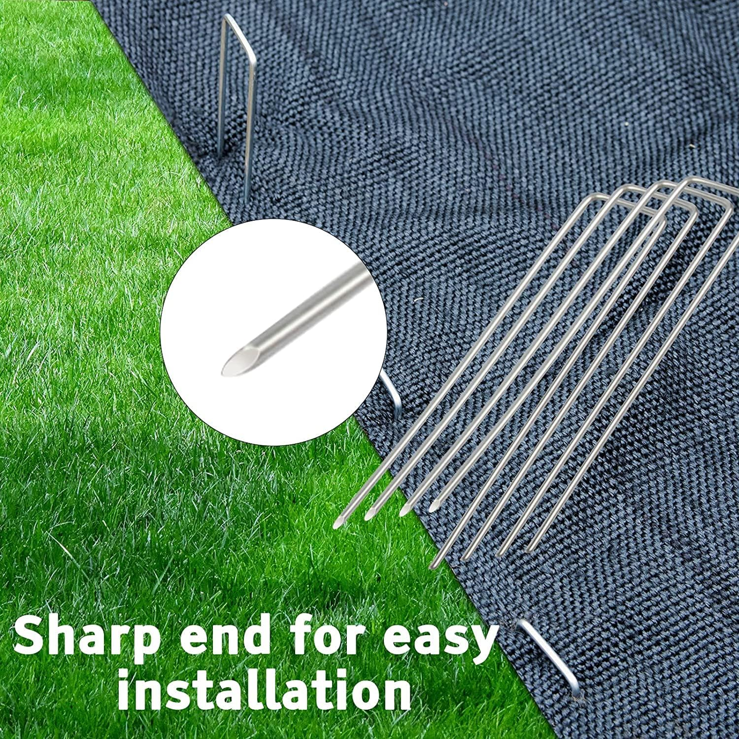 100 Pcs 6 Inch Garden Landscape Staples Galvanized Pins Lawn Stakes for Weed Barrier Ground Cover,U-Type Heavy Duty (100 Pcs X 6") image number 5
