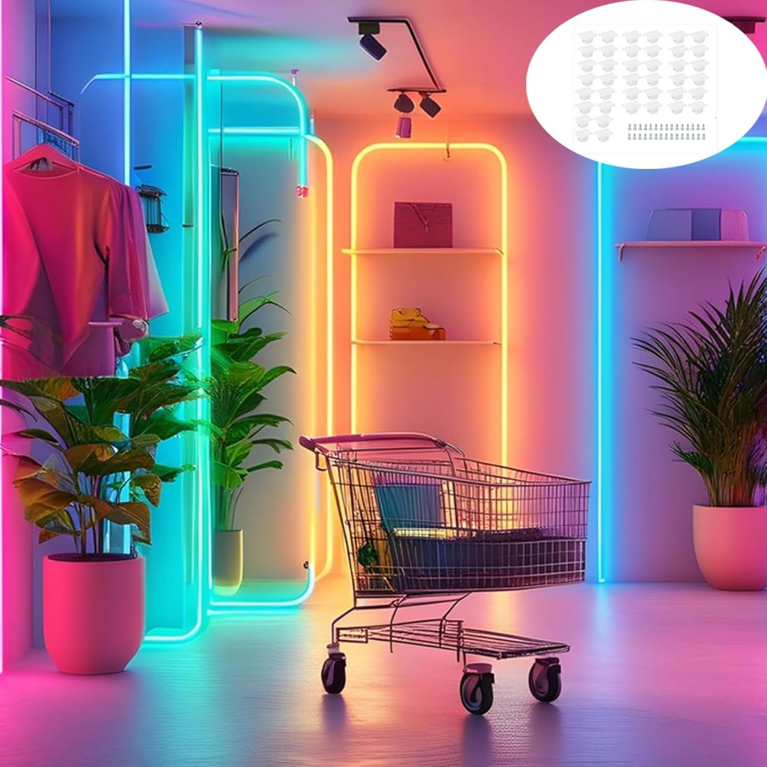 Gqunit Pack of 50 Waterproof LED Light Strip Clips, Mounting Clamps, LED Strip Mounting Bracket Clips, Suitable for 5 Mm to 6 Mm Silicone Strip Holder, Translucent, Includes Screws image number 2