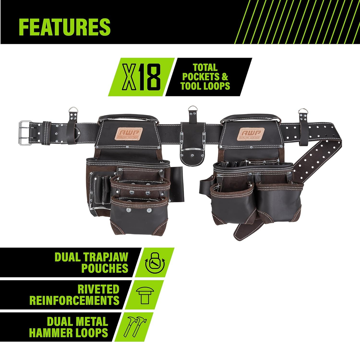 AWP Trapjaw Oil-Tan Leather Tool Rig (L-903-1) Brown image number 6