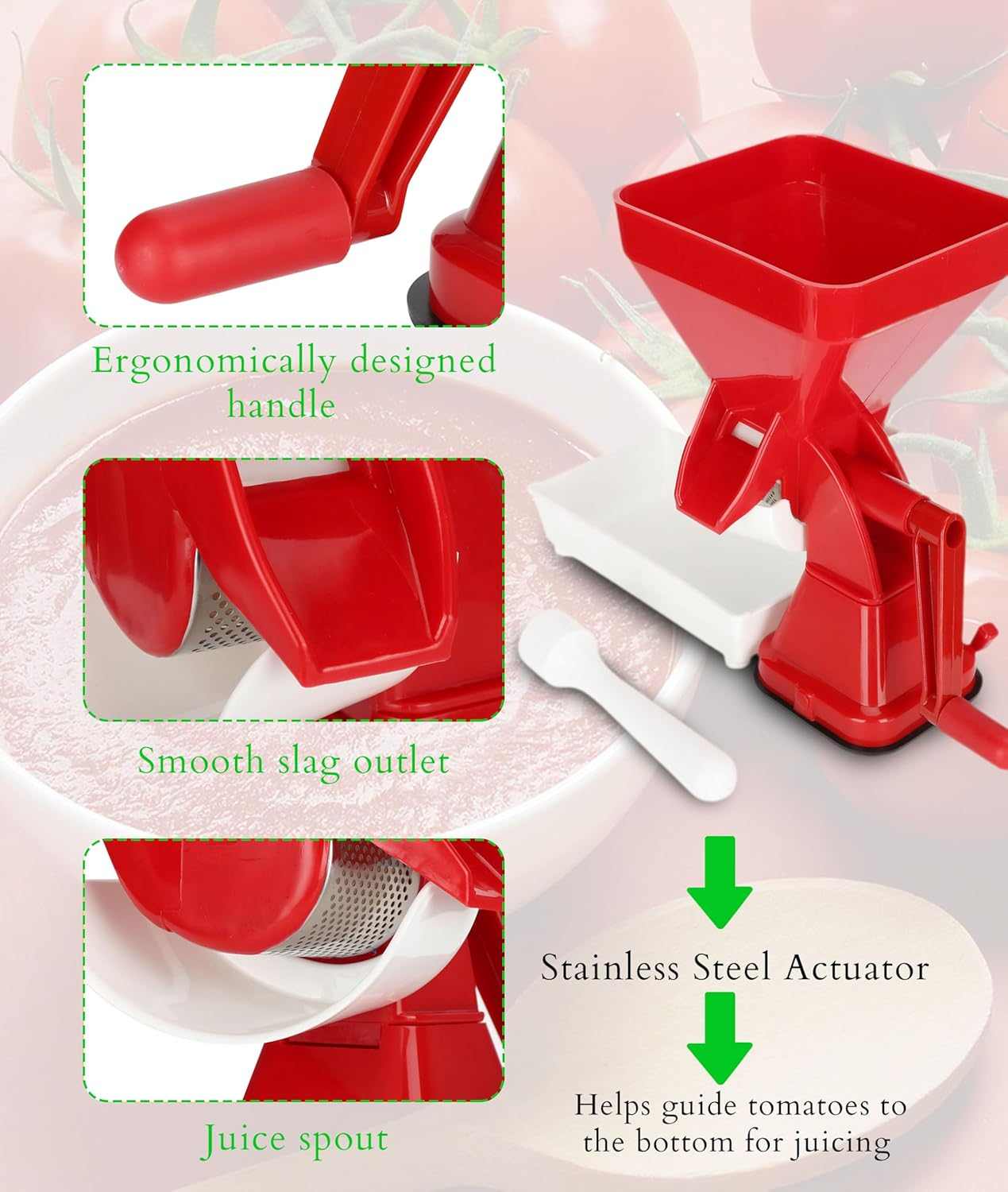 Tomato Press, Manual Food Strainer/Sauce Maker, Tomato Sauce Maker Machine, Food Mill for Tomato Sauce, , Marinara, Sauce Ect image number 2
