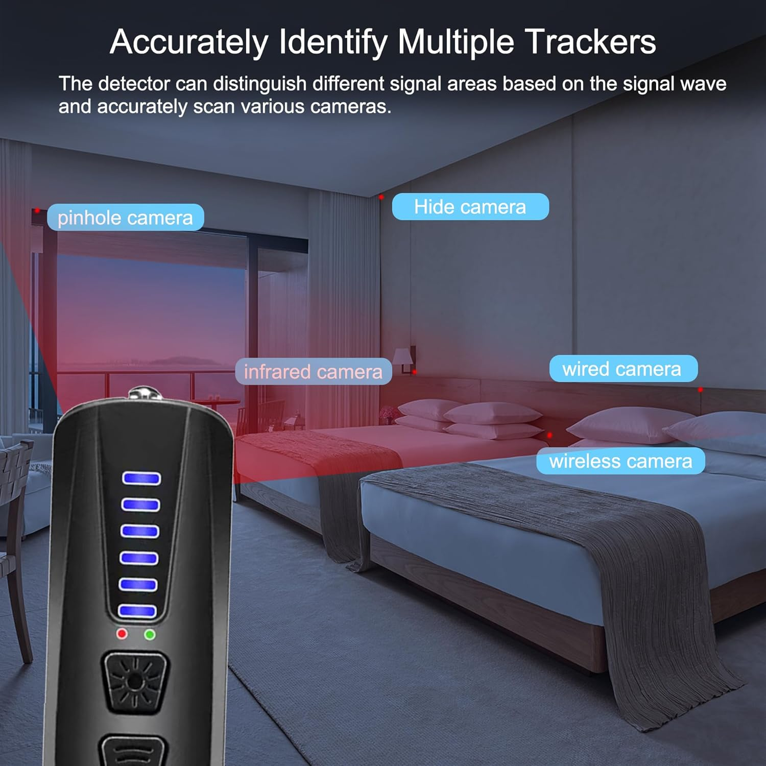 Hidden Camera Detectors,Spy Camera Finder,Gps Tracker Detector,Rf Detector,25H Working Time,Travel-Friendly Size,Hotels,Travel,Home,Office(Black) image number 4