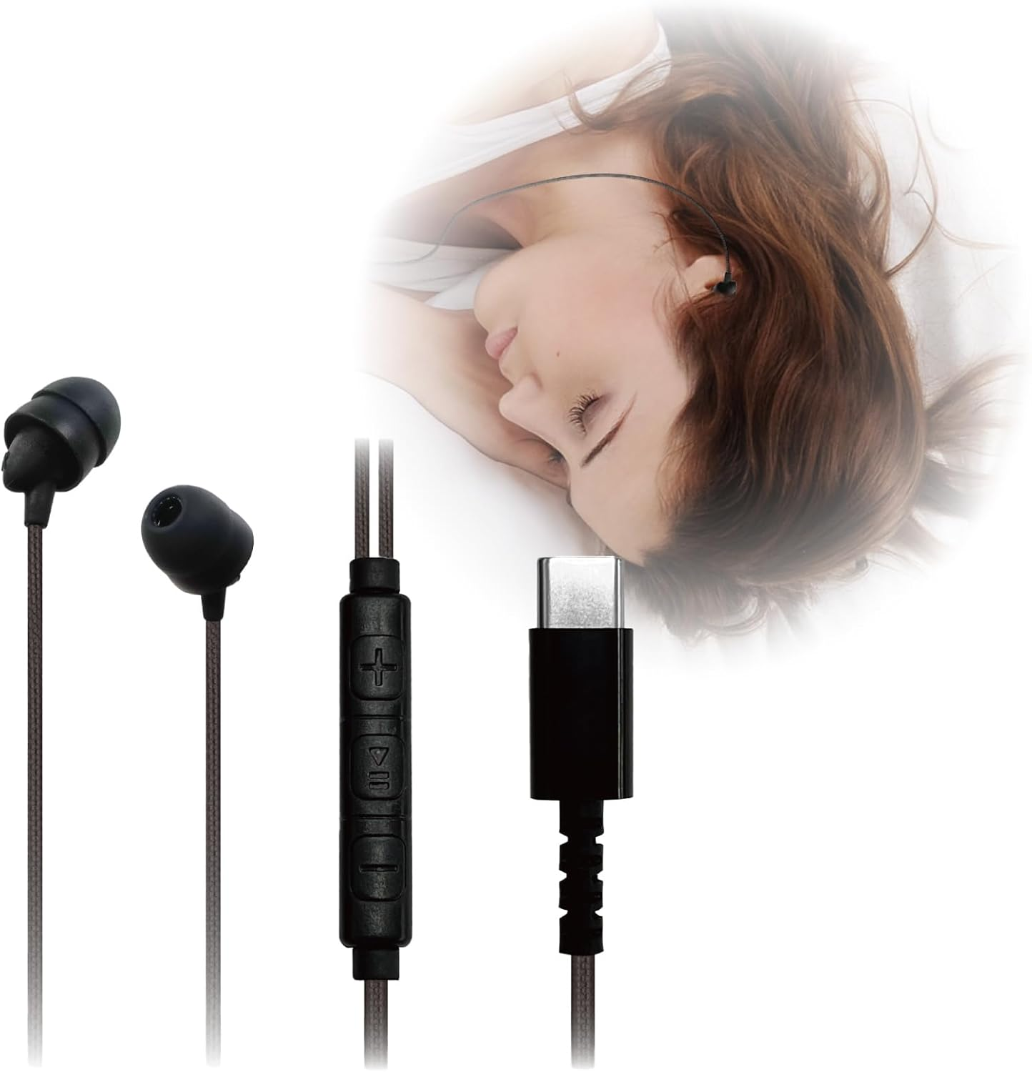 Kashimura [OK While Sleeping! Type-C Earphones] Sleeping Phones | Remote Control & Microphone Included, Soft Material & Ultra Lightweight|High Sound Insulation Model That Does Not Hurt Your Ears|Ae image number 2
