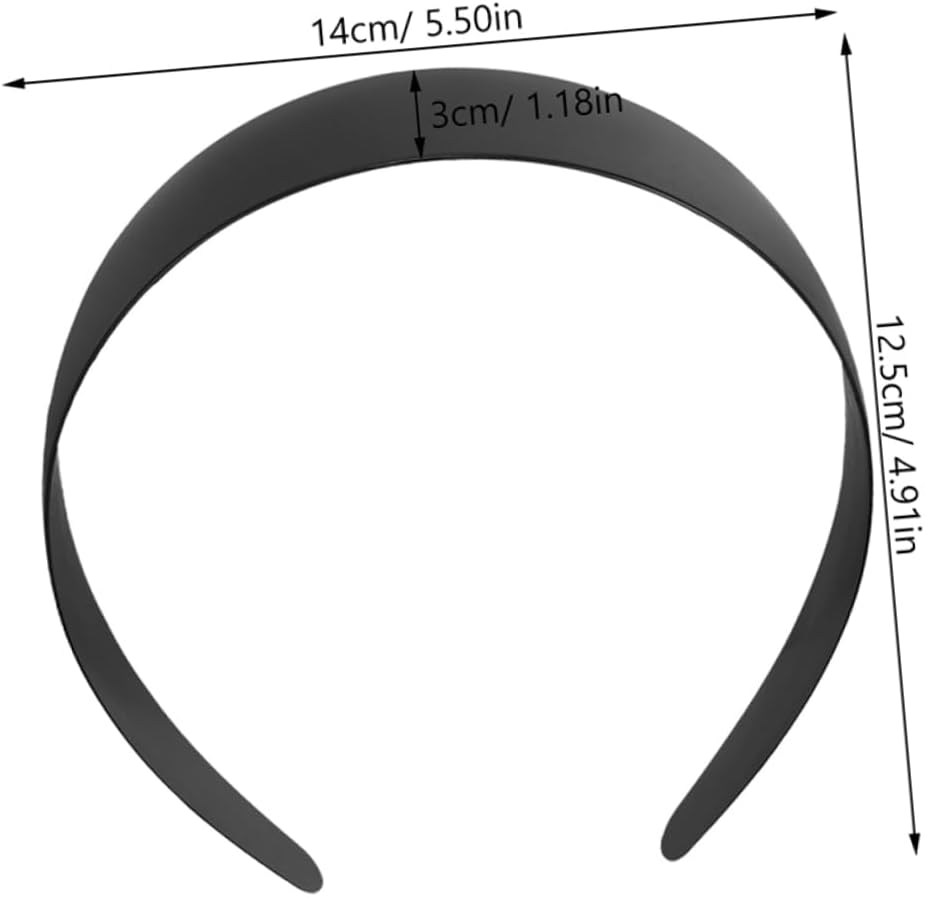 PACKOVE 10Pcs Wide Plastic Headband for Women Girls Plain Solid Hair Accessories for Spa, Makeup and Craft Projects - Black image number 3