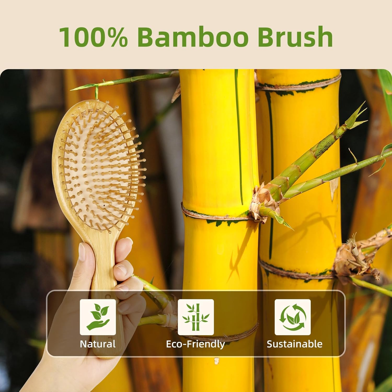 Hair Brush-Natural Bamboo Paddle Detangling Hairbrush, Suit for Women Men and Kids Thick/Thin/Curly/Dry Hair, Massage Scalp Combetter image number 5