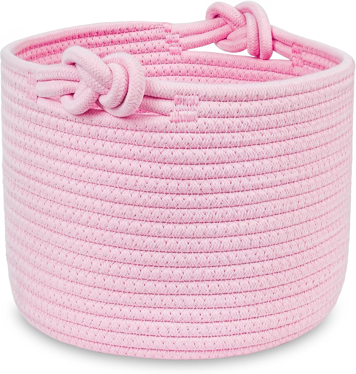 Abenkle Small Woven Basket, Cotton Rope Shelf Storage Basket, Small round Easter Basket, Cute Baby Basket, Decorative round Bin for Nursery Bedroom Bathroom, 9.4" X 9.4"X 7.1" Empty Gift Basket