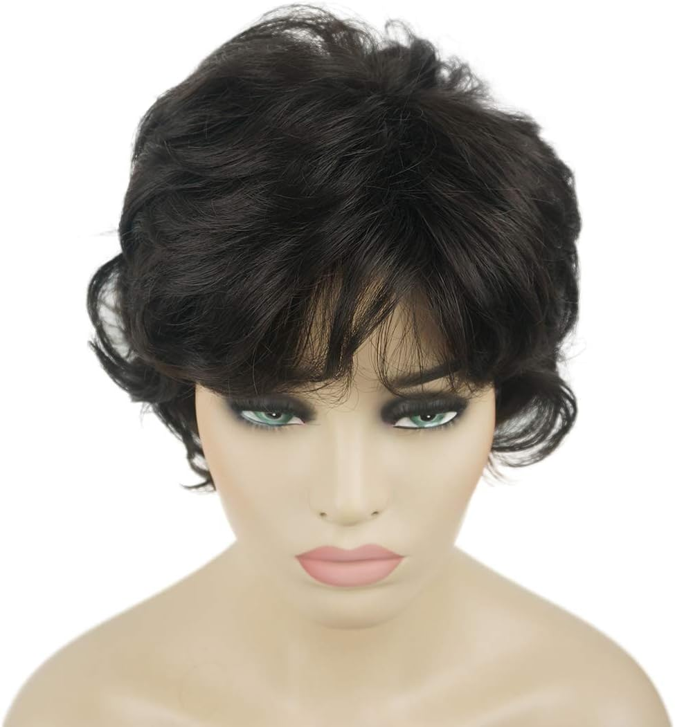 Lydell Women'S Short Wavy Curly Wig Synthetic Hair Full Wig 6 Inches (#4Darkset Brown) - 19 Light Strawberry Blonde image number 4