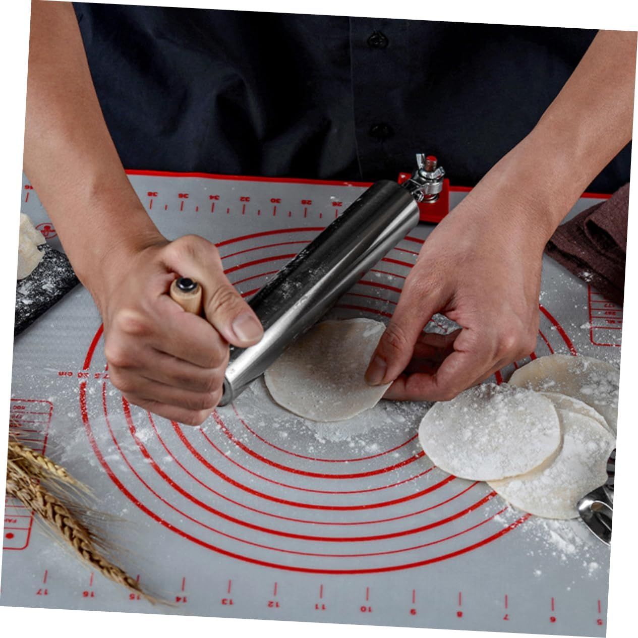 Stainless Steel Rolling Pin for Kitchen Practical Dough Roller for Baking Cookies and Pastry Dough image number 2