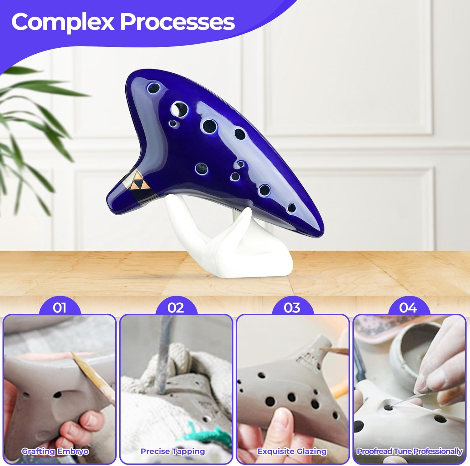 Ohuhu Zelda Ocarina with Song Book (Songs from the Legend of Zelda), 12 Hole Alto C Zelda Ocarinas Play by Link Triforce Zelda Fans with Display Stand Protective Bag - Green image number 2