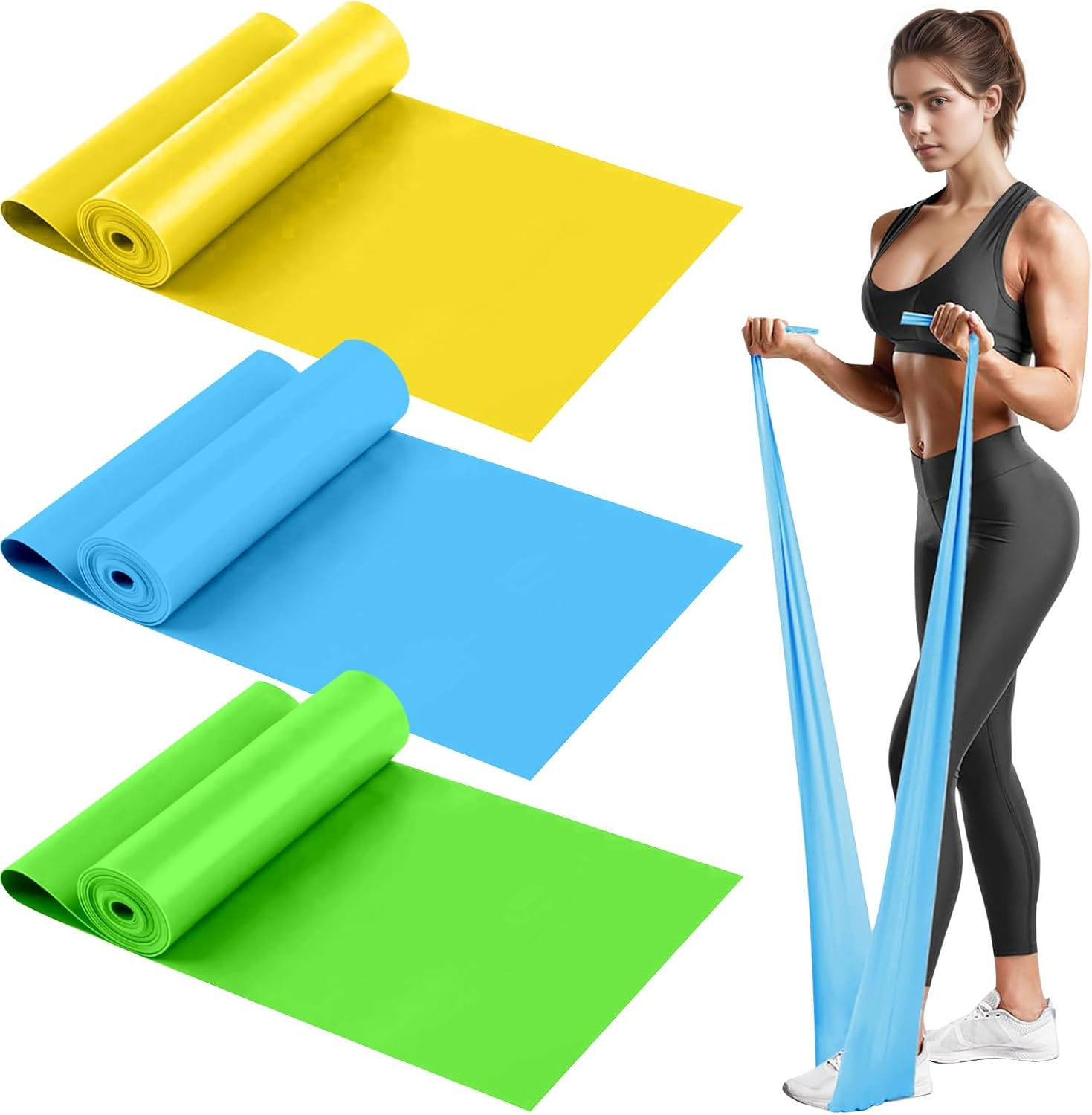 Resistance Bands with Different Strengths, H HOME-MART Professional Exercise Bands, Physical Therapy Fitness Bands for Physical Therapy,Strength Training, Yoga, Pilates, Stretching, Recovery, Stretch image number 4