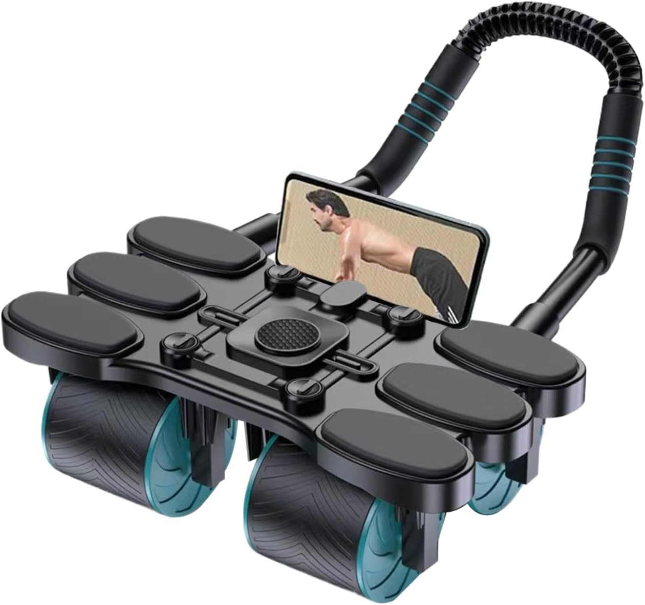 Abdominal Exercise Roller | 4-Wheel Muscle Workout Auto Rebound Ab Roller,Core Muscle Building Equipment with Elbow Support for Home Gym Dorm Travel Apartment