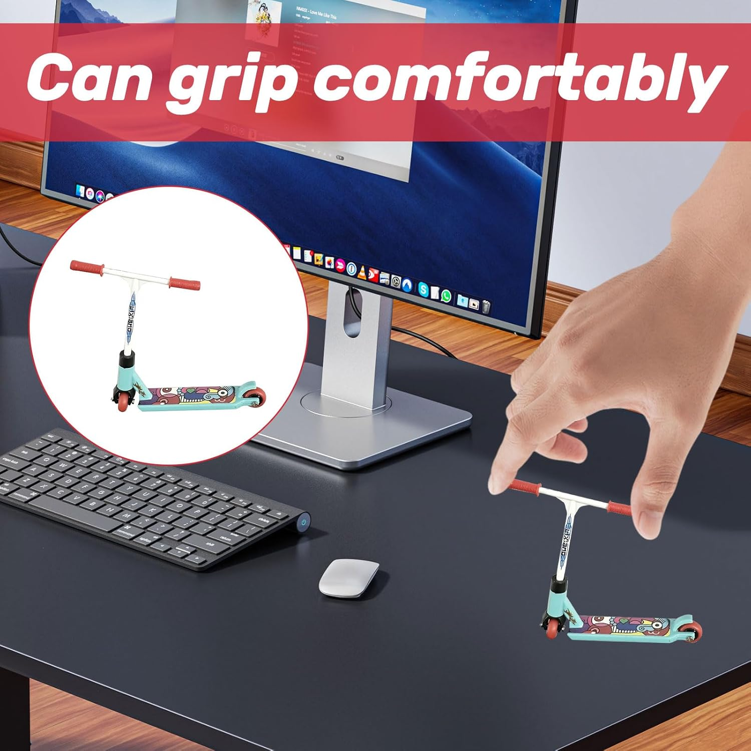 Tech Deck Scooter,2Pcs Finger Scooter,Plastic Tech Deck,Cute Mini Teck Deck,Finger Skateboards for Party/Finger Training/Birthday Gift/Finger Board/Finger Bike(Curved Front Red+Straight Front White)