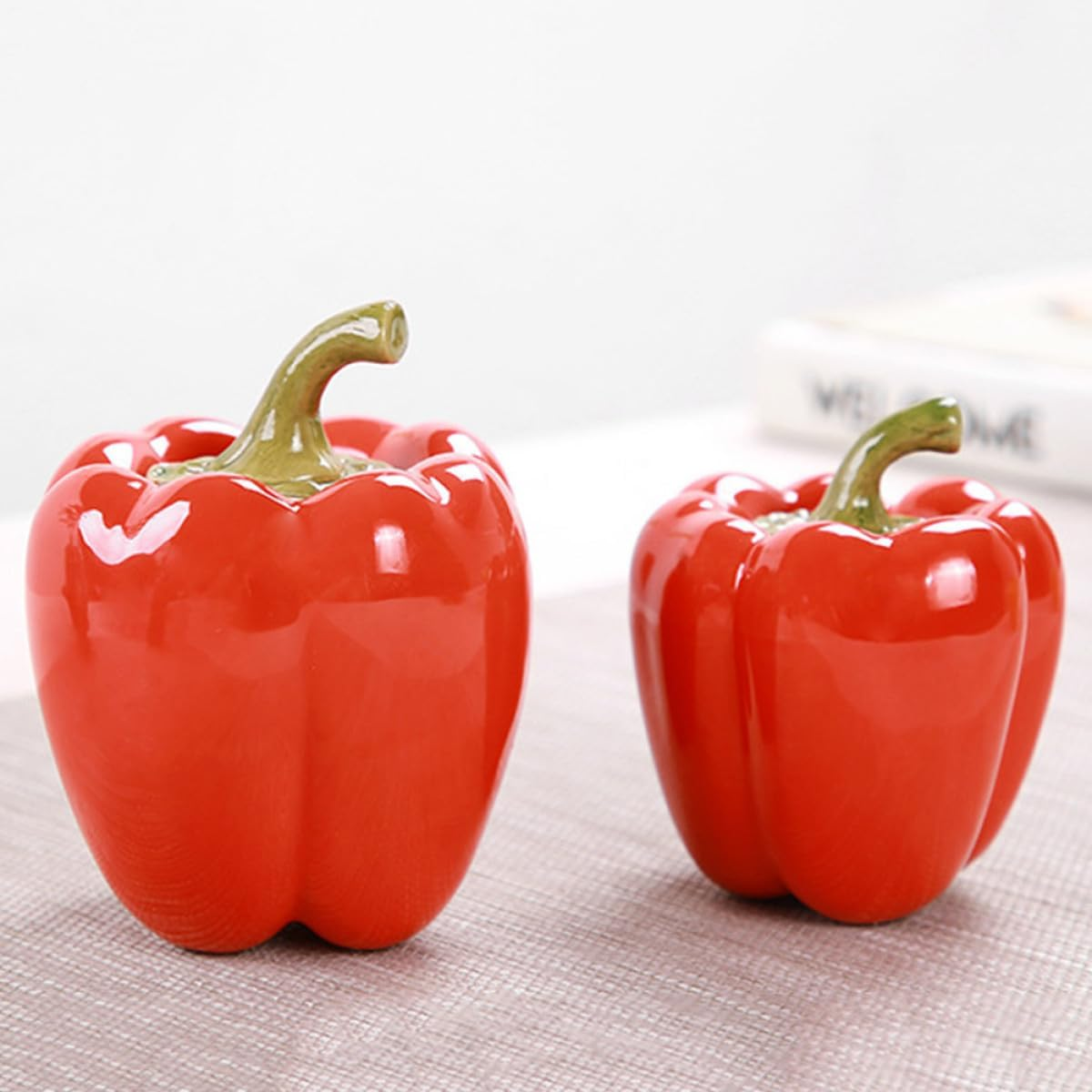 TOMETURE Red Small Mini Ceramic Tea Storage Jar Capsicum Shape Food Container for Loose Tea and Coffee Beans image number 3