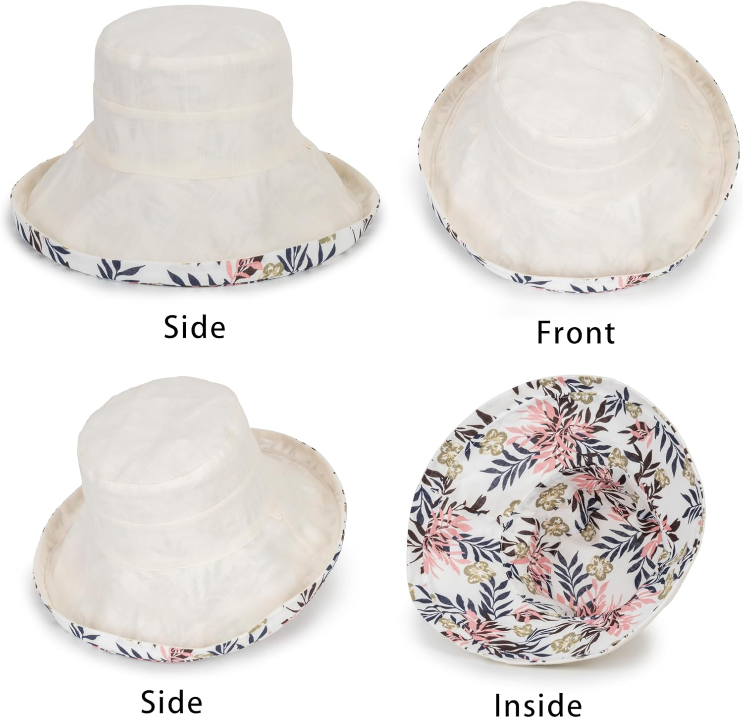 Women Summer Sun Hat UV Protection Bucket Hats Wide Brim Sun Hats Outdoor Foldable Travel Hat image number 5