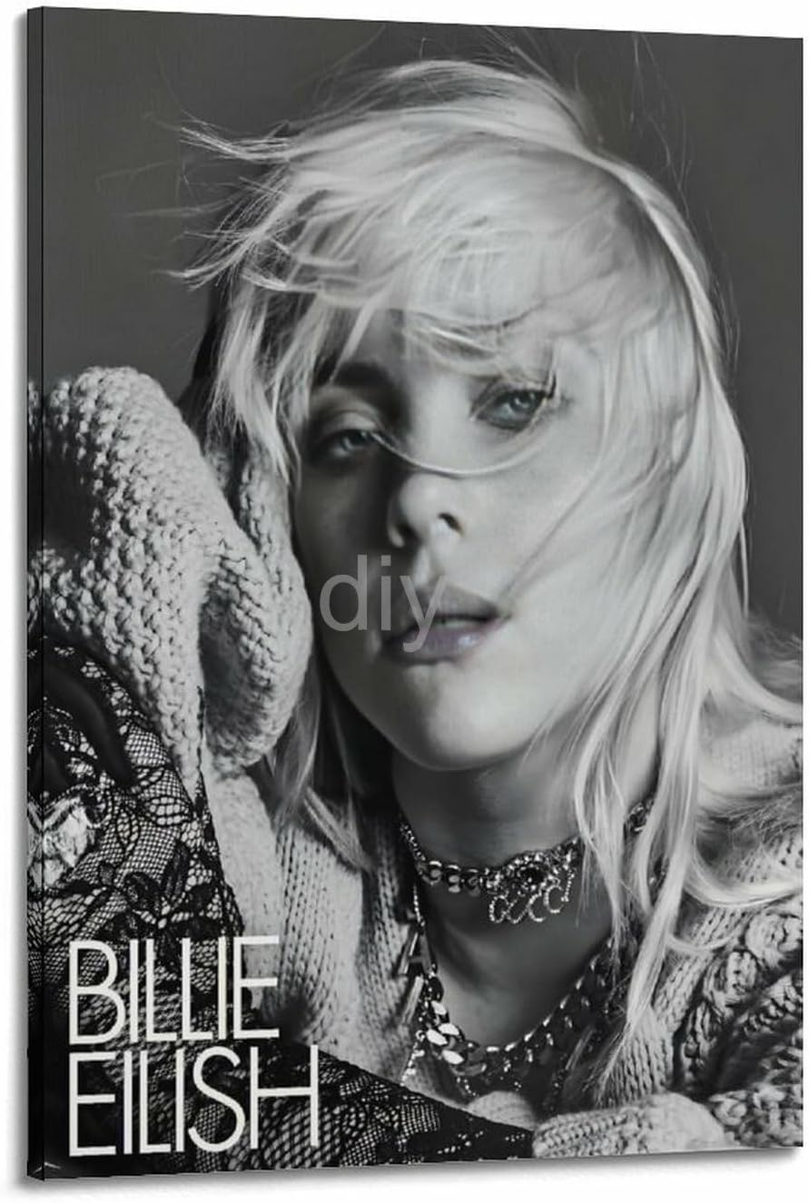 Billie Eilish Canvas Poster Painting Wall Art Picture Home Decor Print for Bedroom Living Room Dorm Study Bar Office 16X24Inch(40X60Cm) Unframe-Style