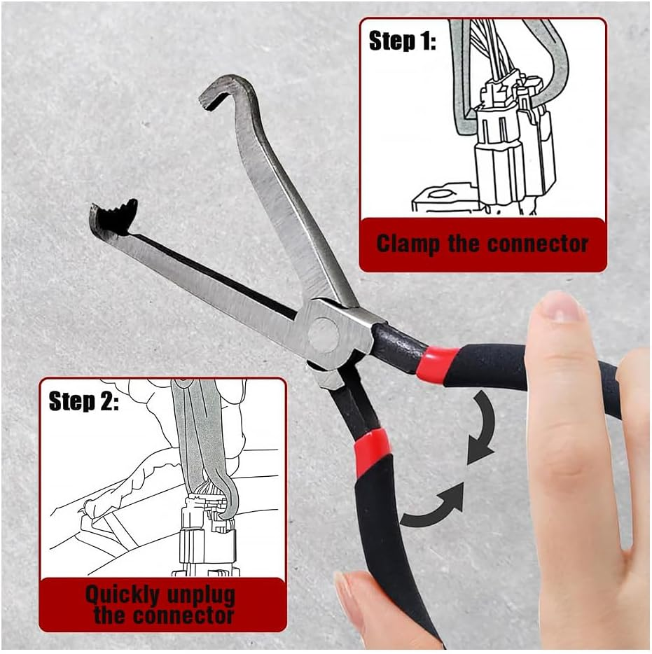 Electrical Disconnect Pliers,Long Spark Plug Disassembly Pliers,Electrical Connector Pliers Automotive Tool for Push Tab Style Plugs(Red) image number 5
