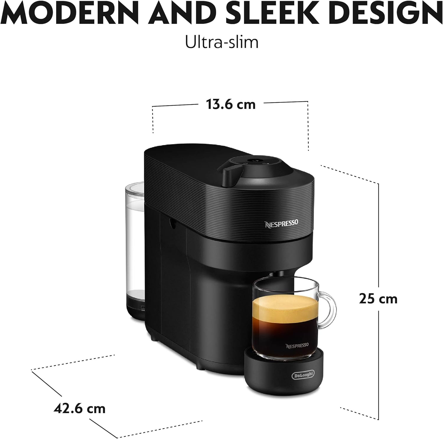 De'Longhi Nespresso Vertuo Pop ENV90.B, Capsule Coffee Machine, Single-Serve Pod Coffee Machine, 4 Cup Sizes, Nespresso Starter Pack, Centrifusion Technology, Smart Connectivity, Liquorice Black image number 6