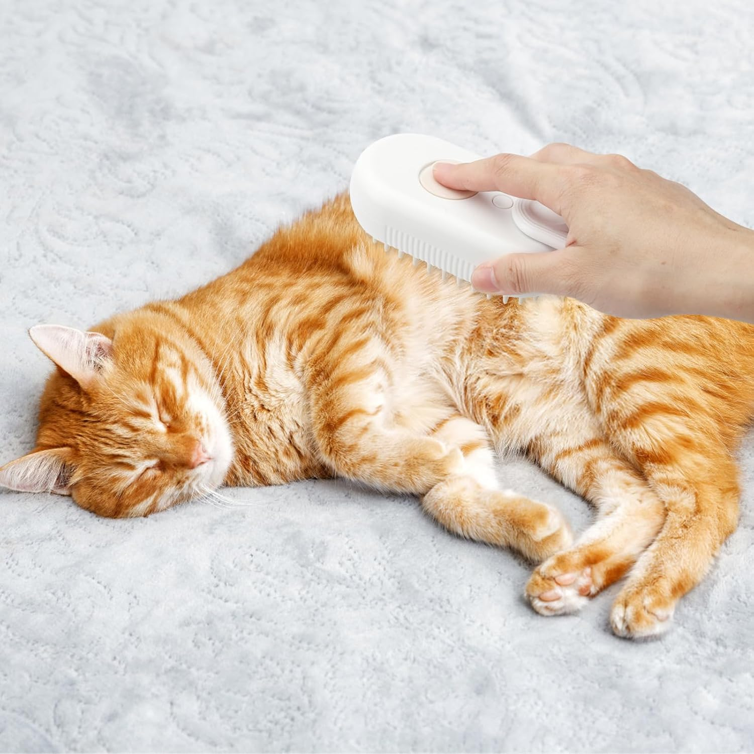 Apomoons Steam Brush for Dogs Cats, Dog Brush, Cat Brush with Steam, 3-In-1 Cat Dog Steam Brush, Steam Brush Cat, Steam Brush Dog, Steamy Pet Brush, Cat Comb with Steam (White)