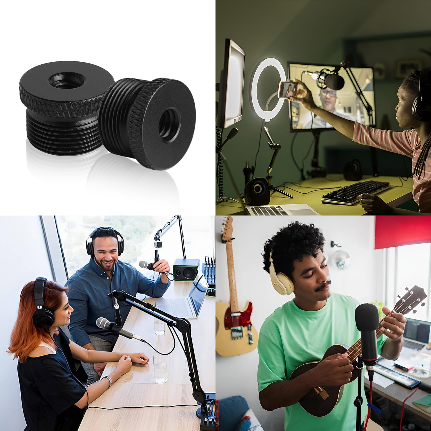 4 Pack Mic Stand Adapter 1/4 Female to 5/8 Male Screw Adapter Thread Tripod Screw Adapter for Microphone Stand Mount to Camera Tripod image number 1