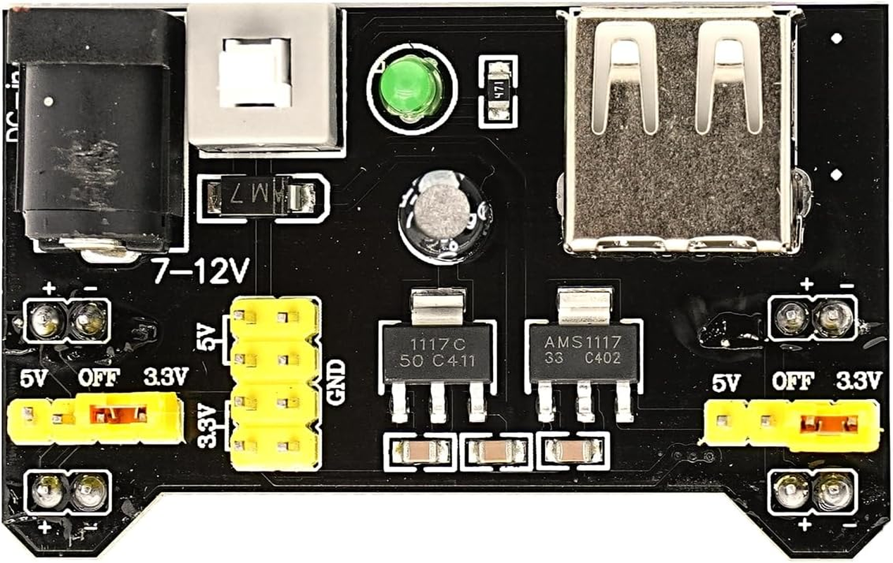 DIGISHUO 5Pcs 3.3V 5V MB102 Breadboard Power Supply Module DC 6.5-12V USB | for Arduino Solderless Bread Board Project