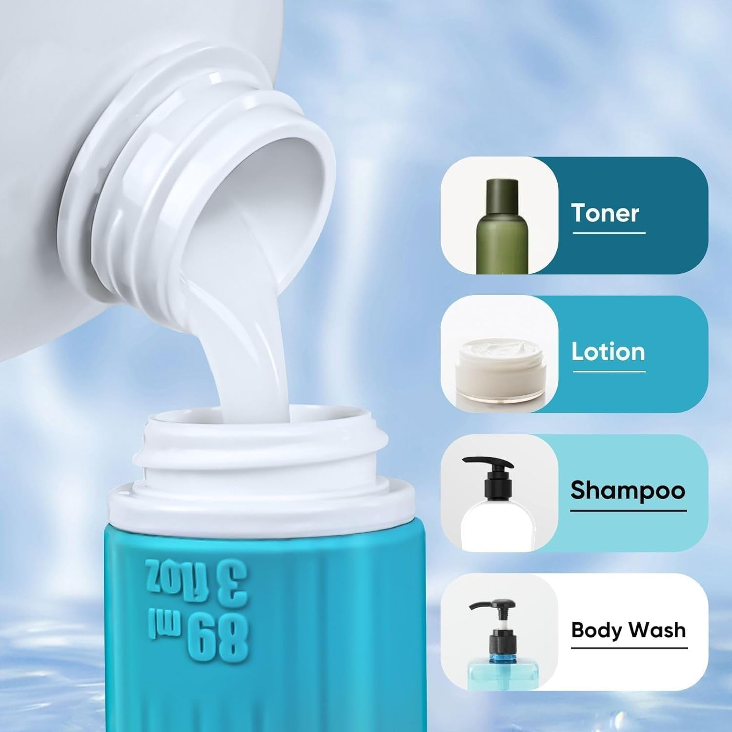 Mumoo Bear Travel Bottles for Toiletries, Tsa Approved 3Oz Portable Travel Bottles, BPA Free Leak Proof Squeezable Silicone Travel Size Containers, Travel Accessories with Clear Toiletry Bag (4 Pack) image number 2