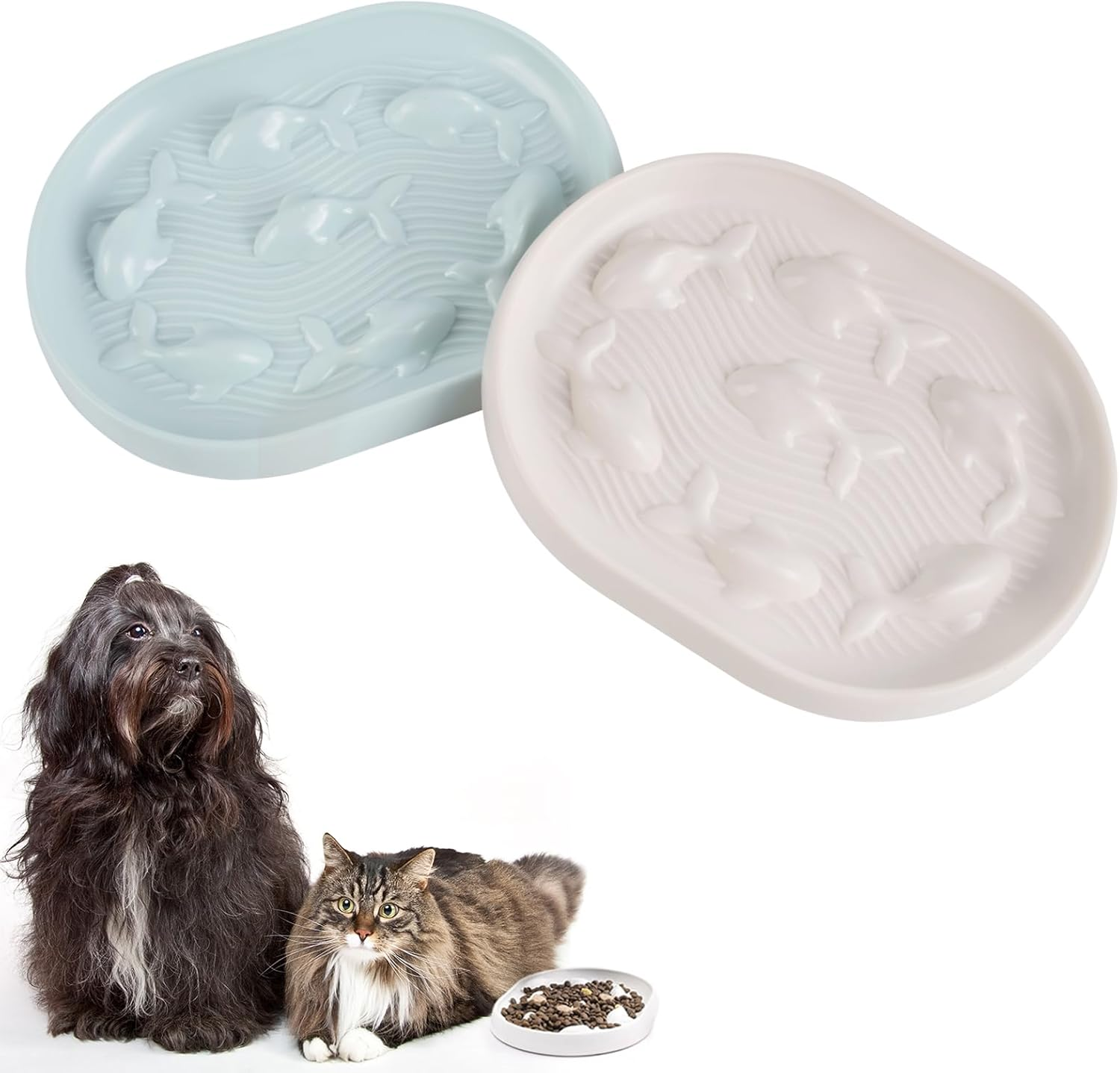 MEGAVOW Pack of 2 Dog Bowls, Slow Feeder, Interactive Pet Feeding Bowl, Slow Feeding Dog Bowl, Cat Bowl, anti Sling Bowl, Slow Feeder for Dogs and Cats, Reduces Swallowing and Overeating