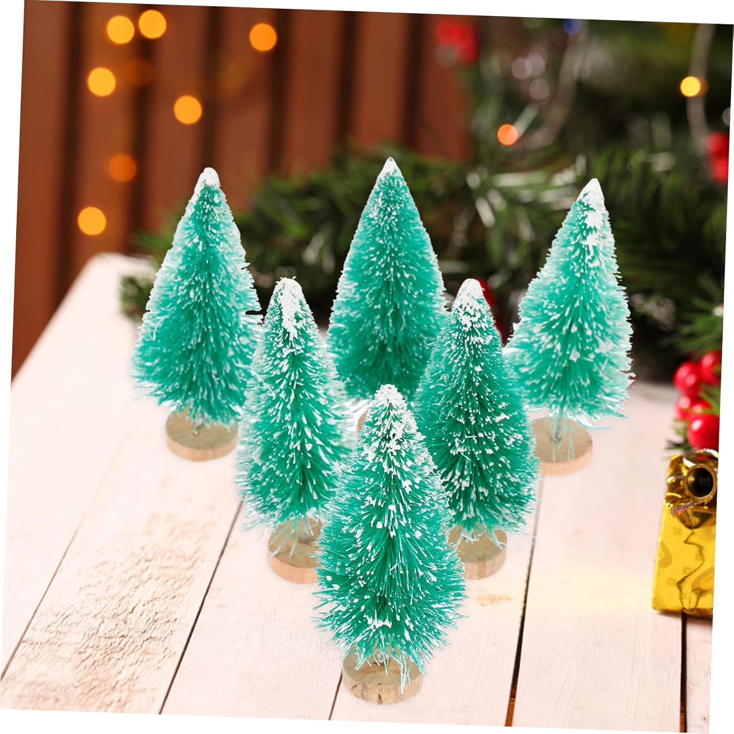 12 Led Mini Christmas Trees PVC Blue Green Gold Christmas Tree Decorations Party Supplies image number 4