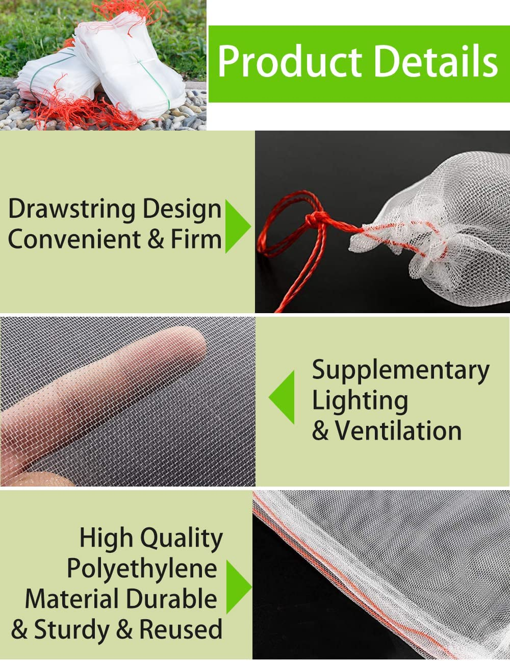 15X25Cm Fruit Protect Bags, 100 PCS Reusable Mesh Garden Netting Protection Bag for Plants Vegetables Plant Fruit Flower, Fruit Bags Net Bag for Fruit Trees, Fruit Cover Nylon Mesh Bag with Drawstring