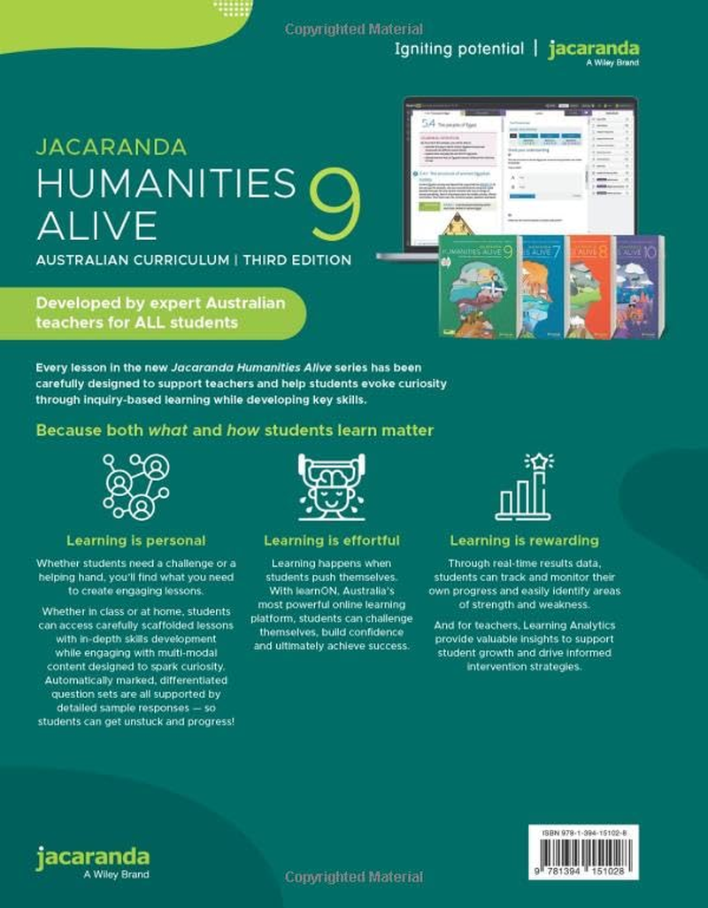 Jacaranda Humanities Alive 9 Australian Curriculum 3E Learnon and Print