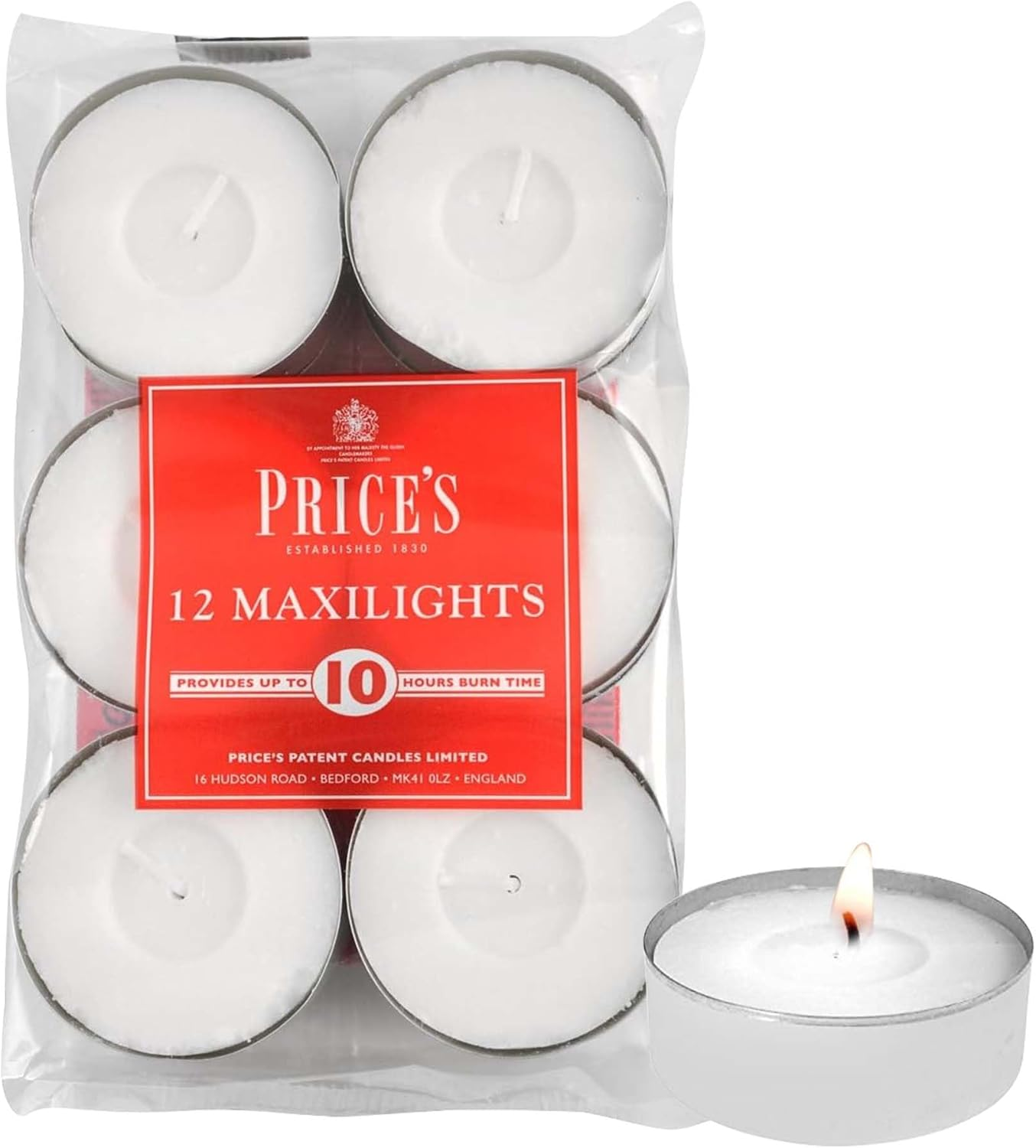 Price'S - Maxi Tealights - Pack of 12 - Unscented - 10 Hour Burn Time - Quality White Wax image number 1