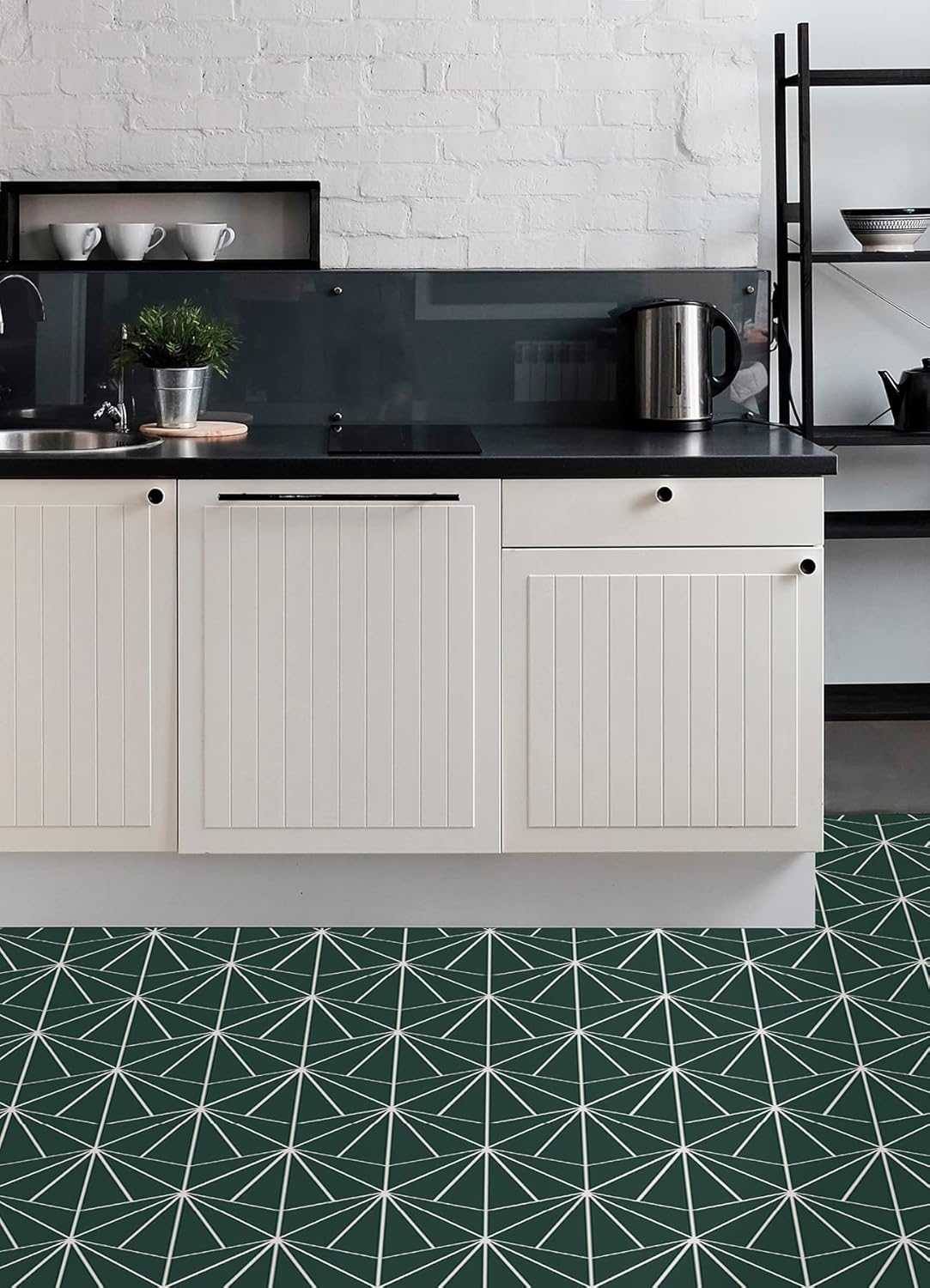 Floorpops FP3926 Beryl Peel & Stick Floor Tiles, Emerald - Blush image number 6