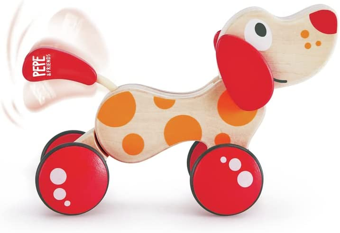 Hape Pepe Wooden Push & Pull along Dog Animal Baby/Toddler Fun Play Toy 12M+