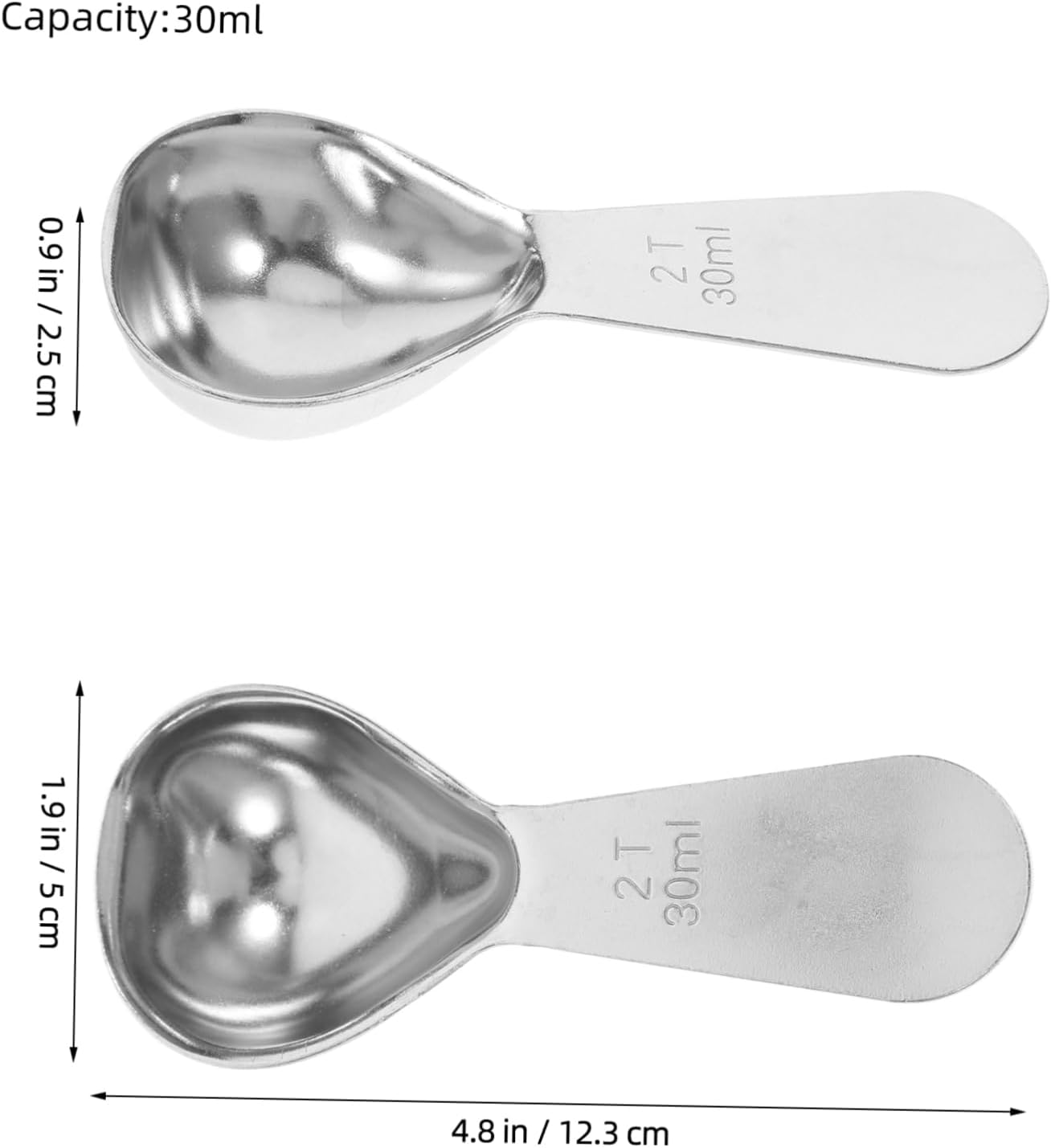 COLLBATH 2Pcs Stainless Measuring Spoon Short Handle Precision Scoop for Ground Coffee Milk Powder Tea Kitchen Tool for Accurate Measurements image number 3